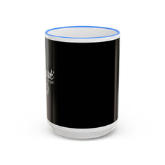 Accent Rim & Handle Mug Black Minimalist Coffee Cup with Blue Rim & Handle