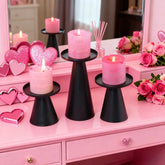 3pcs Candlestick Copper-Plated Tea Candle Light Candlestick Set for Wedding Home Decoration Table Black Candle Holder