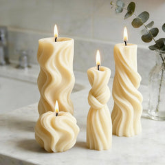 Geometric cylindrical candle molds, with a three-dimensional texture for easy demolding; perfect for trendy European-style aroma