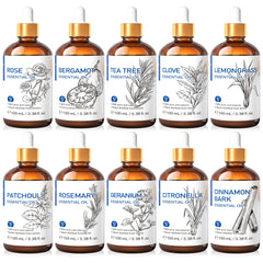 HIQILI 100% Tea Tree Essential Oil 100ml for Aromatherapy Massage DIY Beauty Skin Hair Relaxation Lavender Ginger Sandalwood