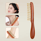 1 Pcs Sandalwood Massage Comb With Wide Teeth Unblocks The Meridians Of The Head The Brass Meridian Scalp And Hair Therapy Comb
