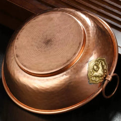 Red Copper Aromatherapy Dish,Engraving Hammer Texture Incense Pile Plate,Tibetan Religious Item Tray Desktop Altars Decorative
