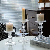 Roman Column Crystal Glass Tall Bamboo Home Decor Candlestick Candles Vintage Table Decoration Wedding Props