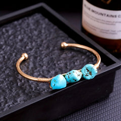 YEEVAA 1pc Natural Crystal Bracelet Irregular Raw Stone Copper Wire Wrapped Chakra Healing Balance Gemstone Bangle Jewelry Gift