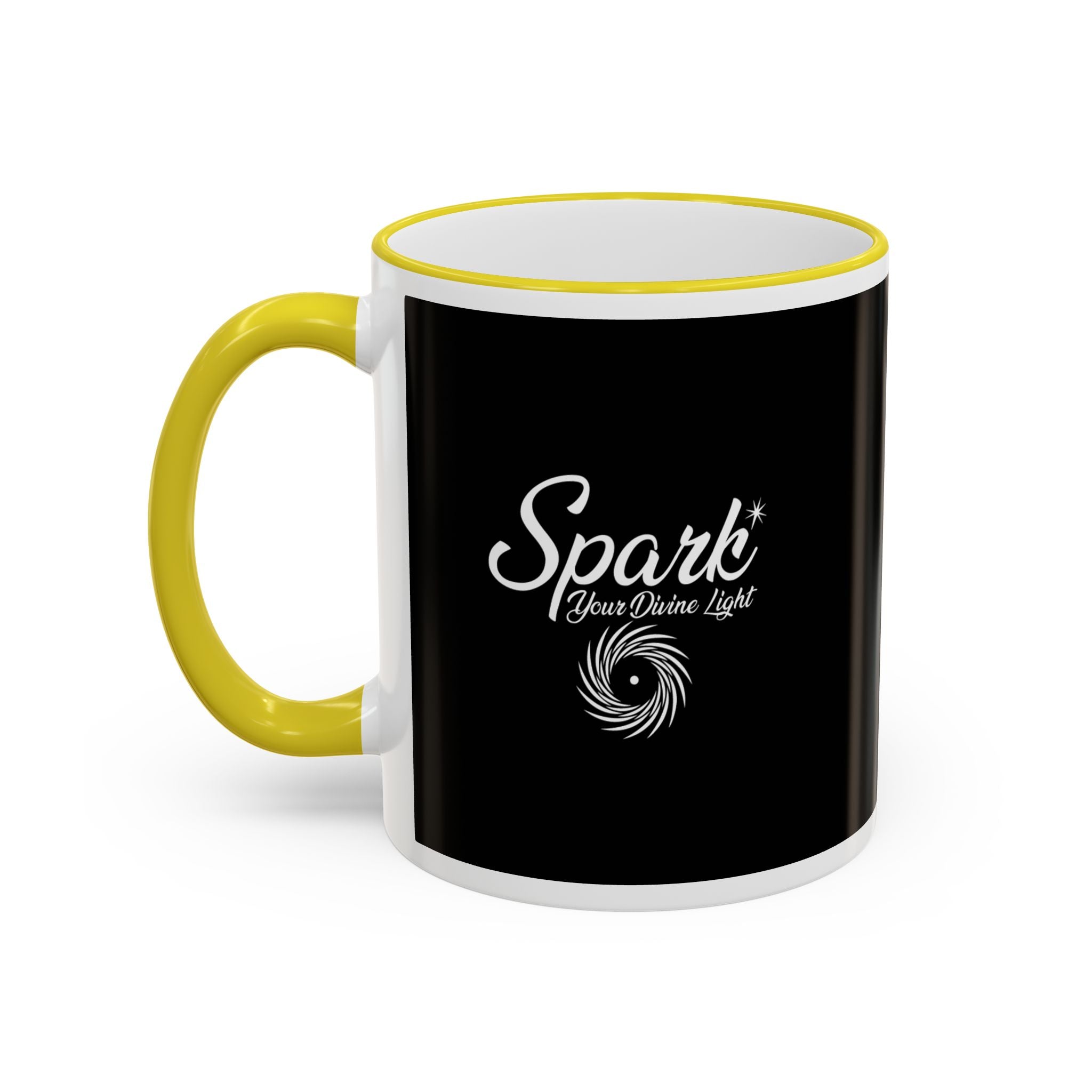 Accent Rim & Handle Mug Black Minimalist Coffee Cup with Blue Rim & Handle