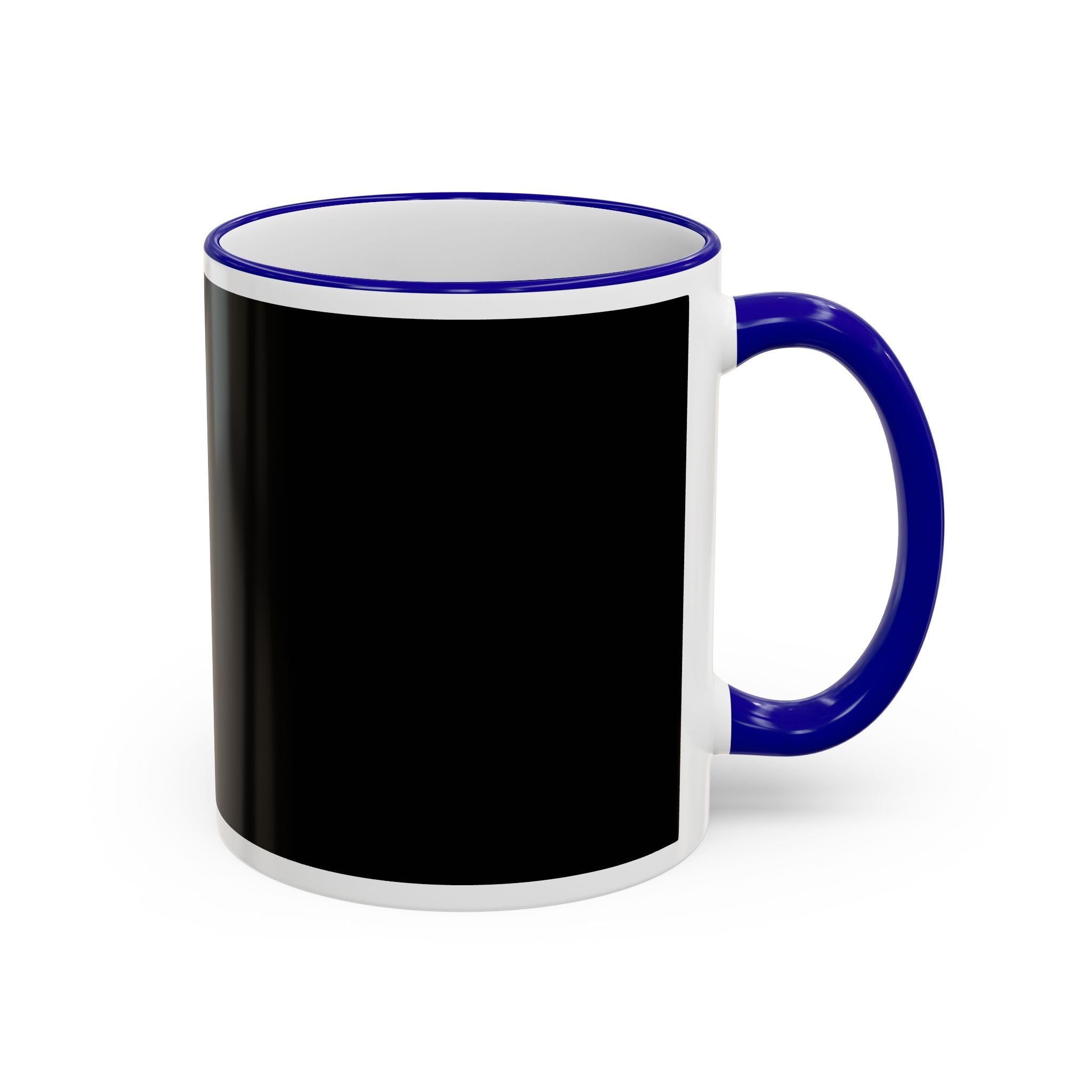 Accent Rim & Handle Mug Black Minimalist Coffee Cup with Blue Rim & Handle