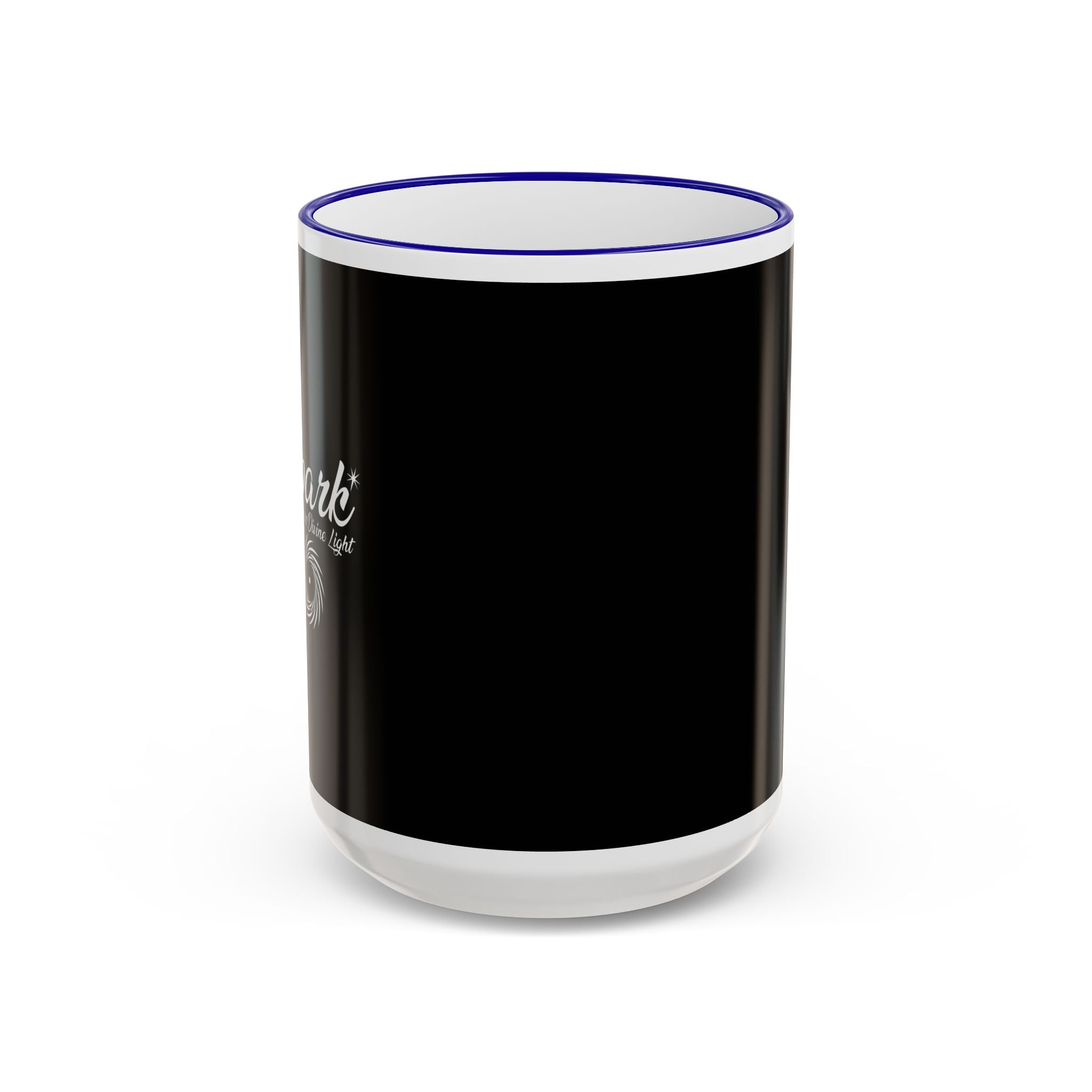 Accent Rim & Handle Mug Black Minimalist Coffee Cup with Blue Rim & Handle