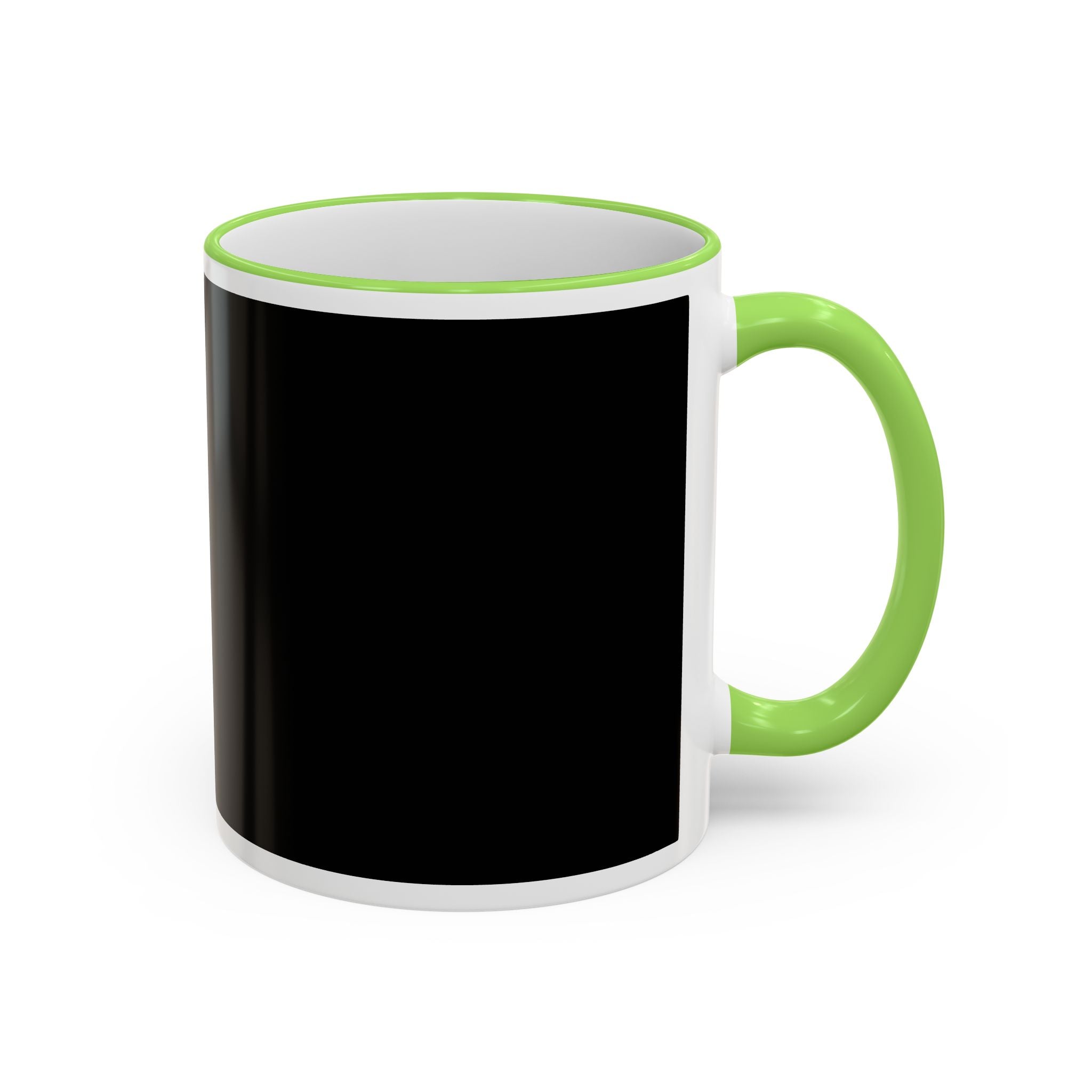 Accent Rim & Handle Mug Black Minimalist Coffee Cup with Blue Rim & Handle