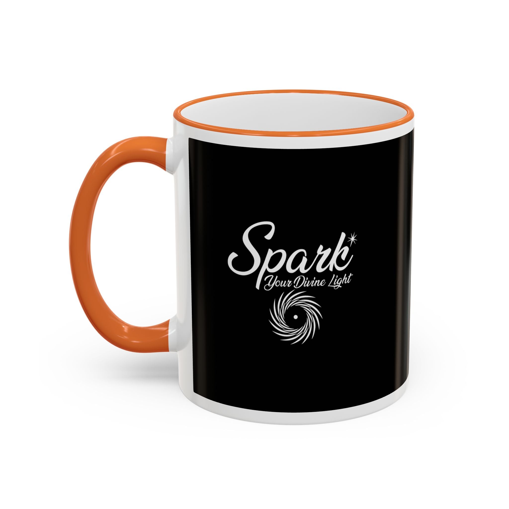 Accent Rim & Handle Mug Black Minimalist Coffee Cup with Blue Rim & Handle