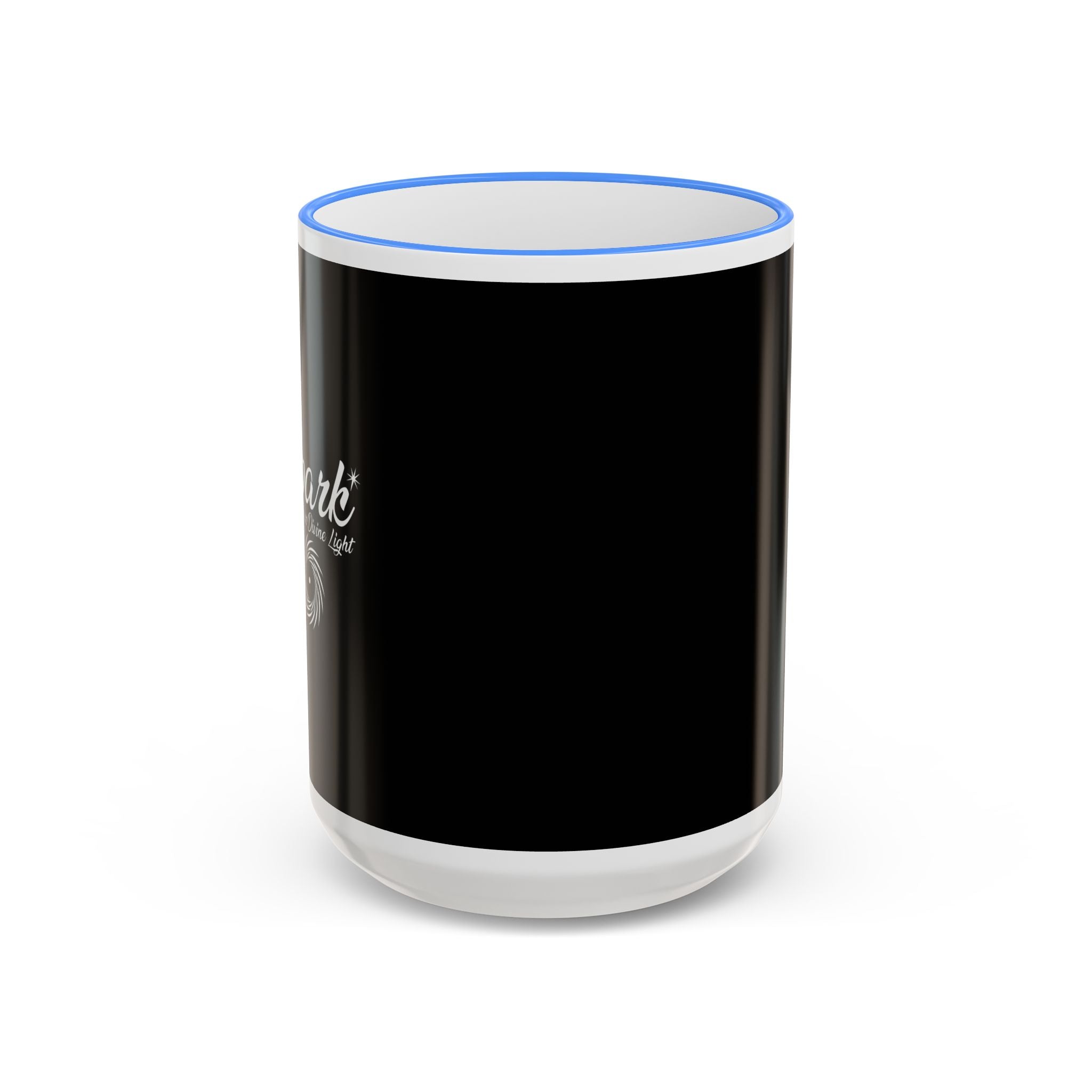 Accent Rim & Handle Mug Black Minimalist Coffee Cup with Blue Rim & Handle