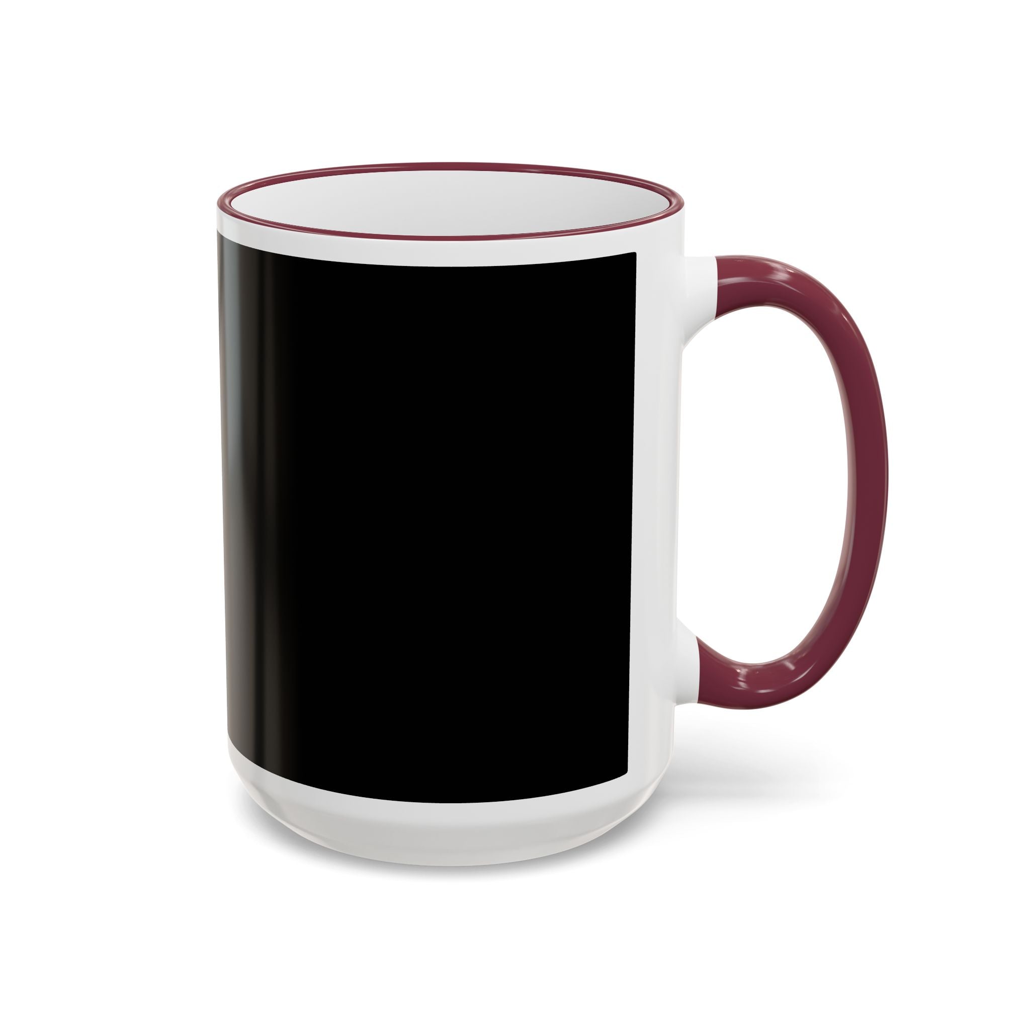 Accent Rim & Handle Mug Black Minimalist Coffee Cup with Blue Rim & Handle