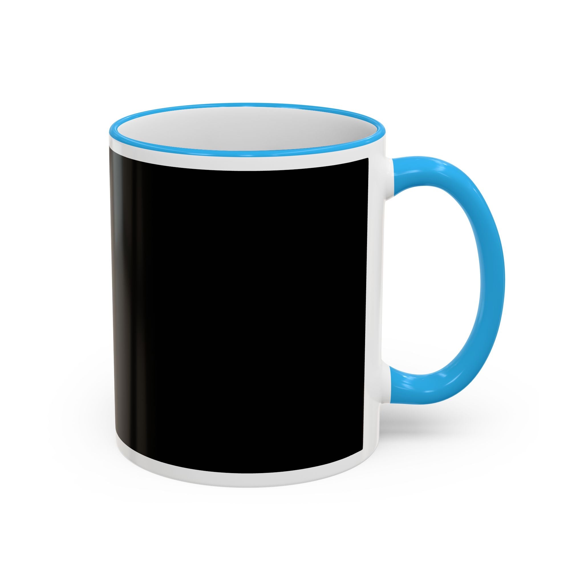 Accent Rim & Handle Mug Black Minimalist Coffee Cup with Blue Rim & Handle