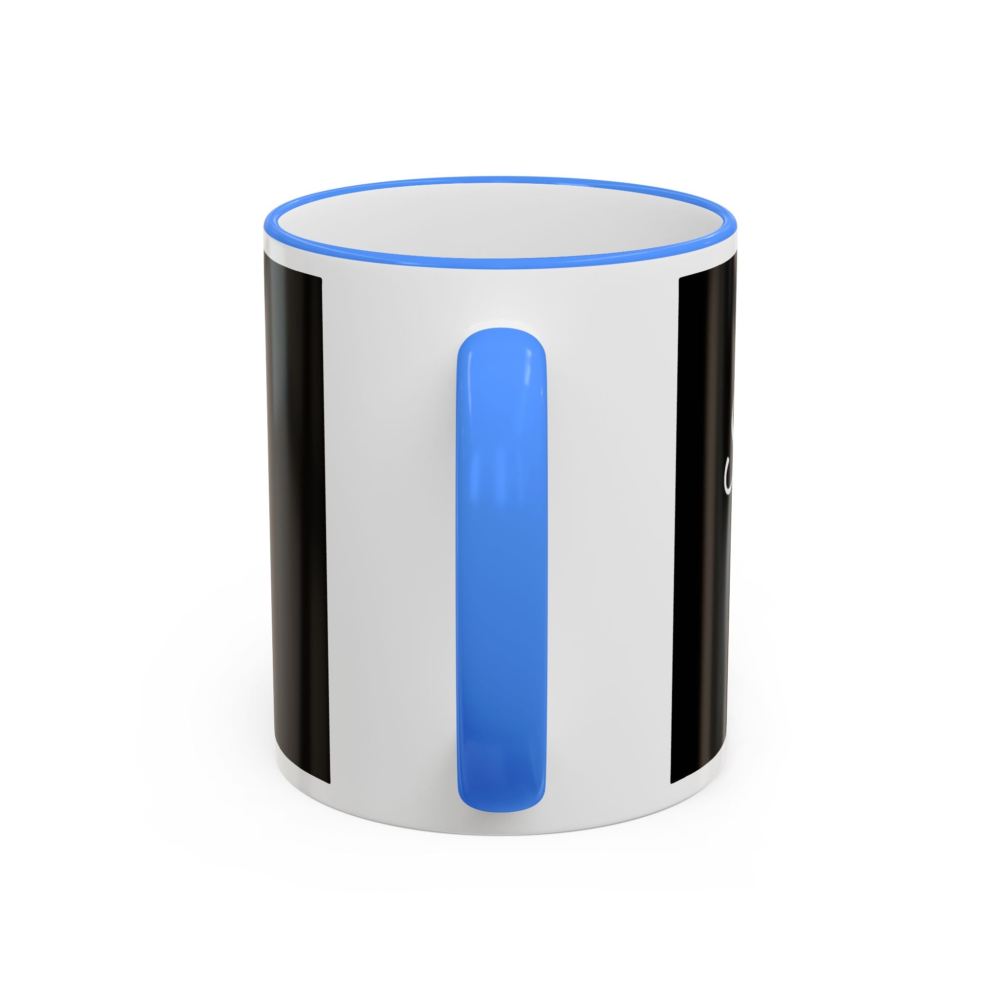 Accent Rim & Handle Mug Black Minimalist Coffee Cup with Blue Rim & Handle
