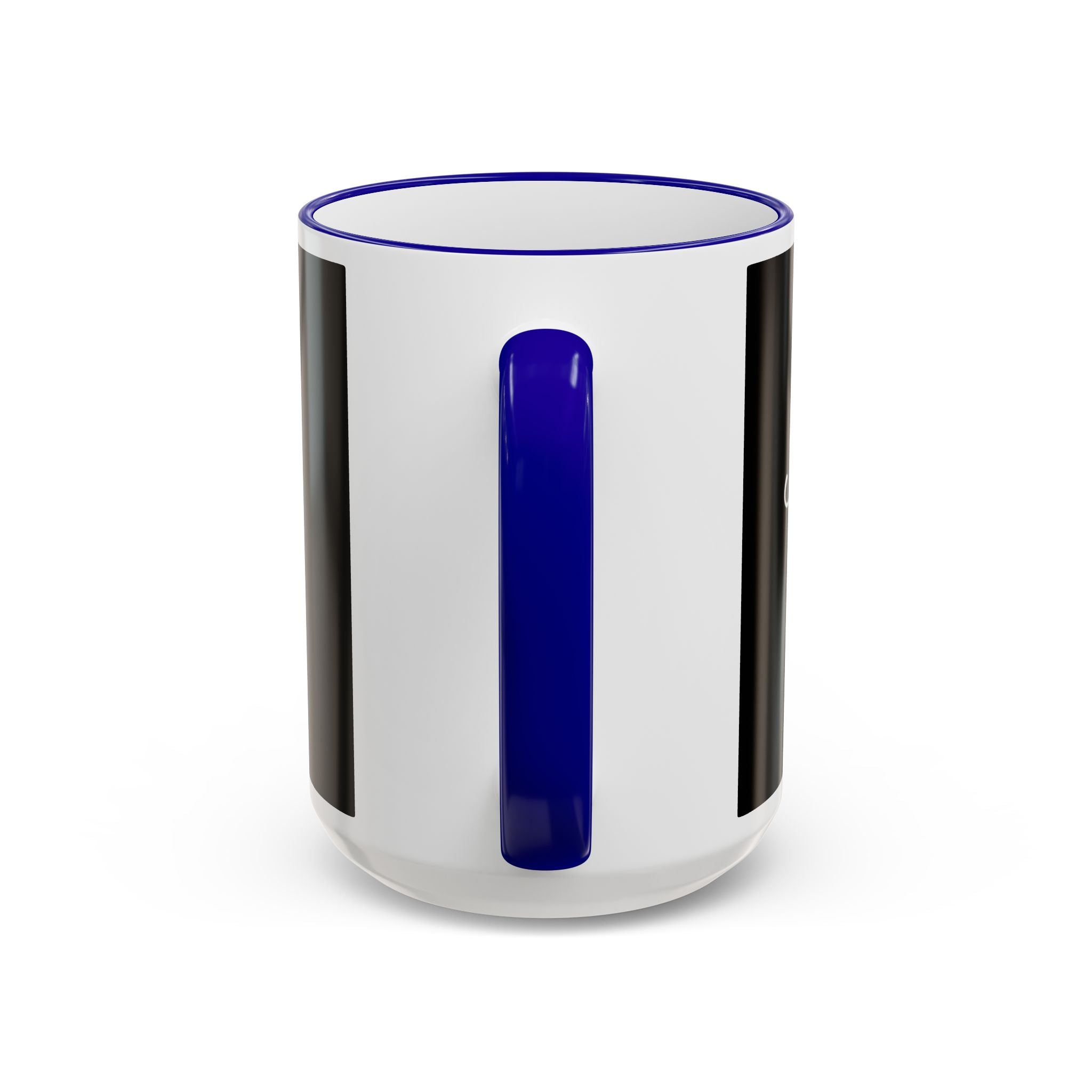 Accent Rim & Handle Mug Black Minimalist Coffee Cup with Blue Rim & Handle