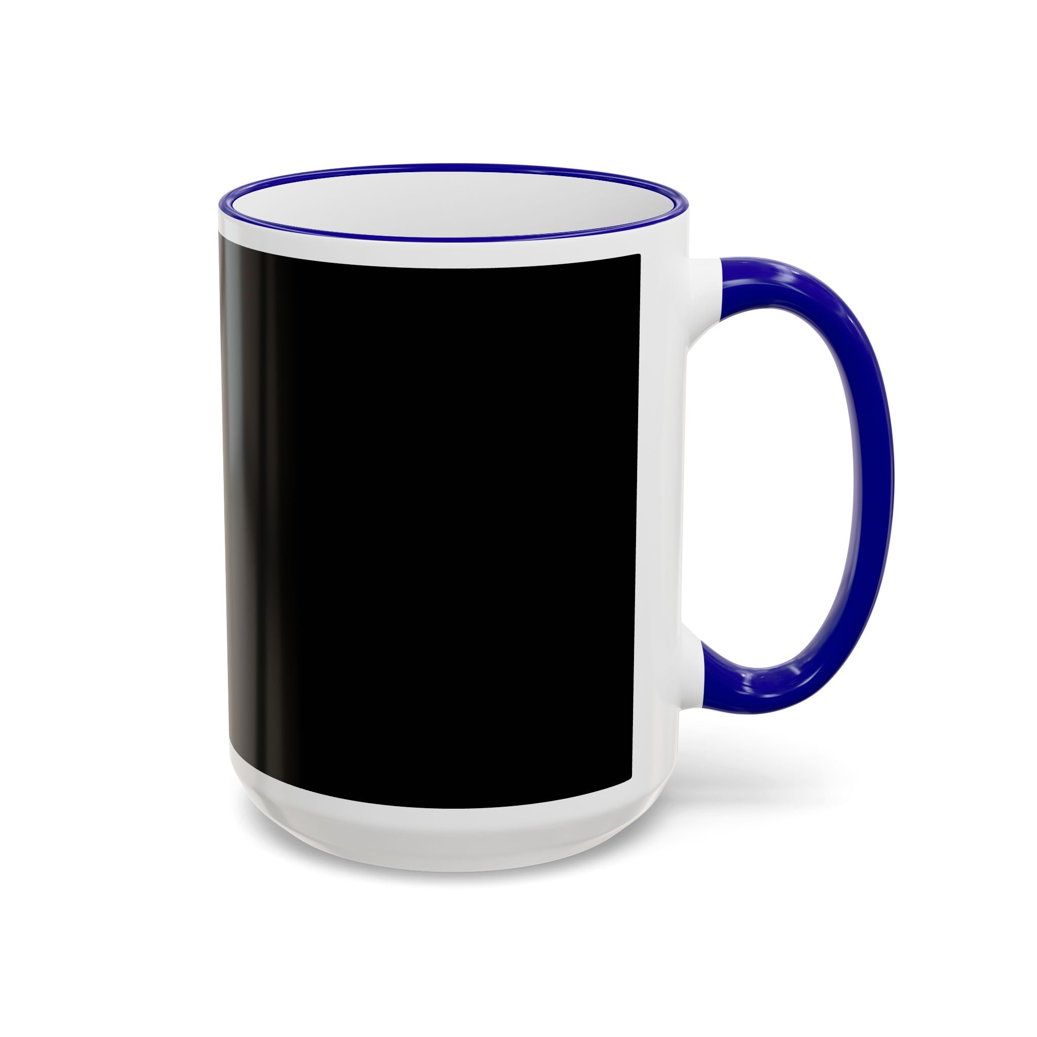 Accent Rim & Handle Mug Black Minimalist Coffee Cup with Blue Rim & Handle