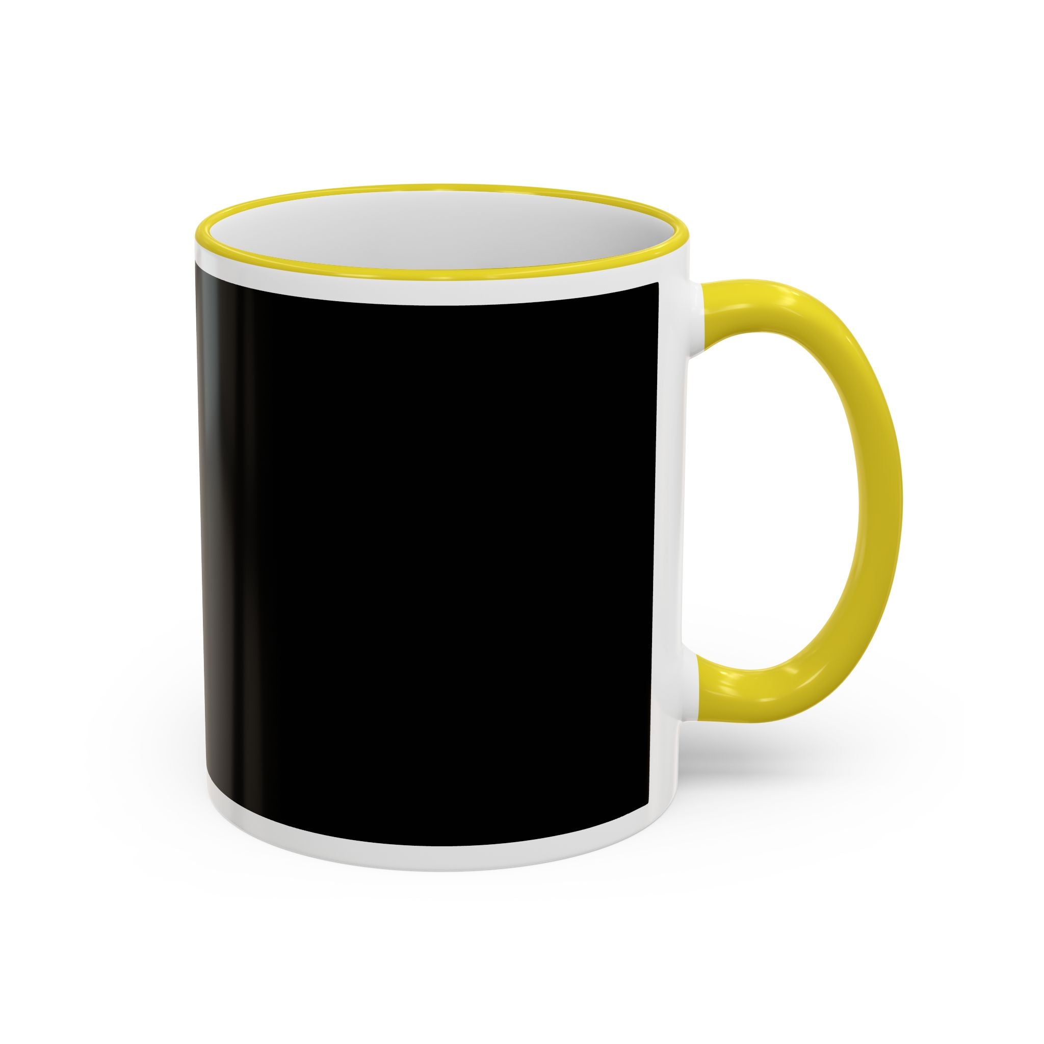Accent Rim & Handle Mug Black Minimalist Coffee Cup with Blue Rim & Handle