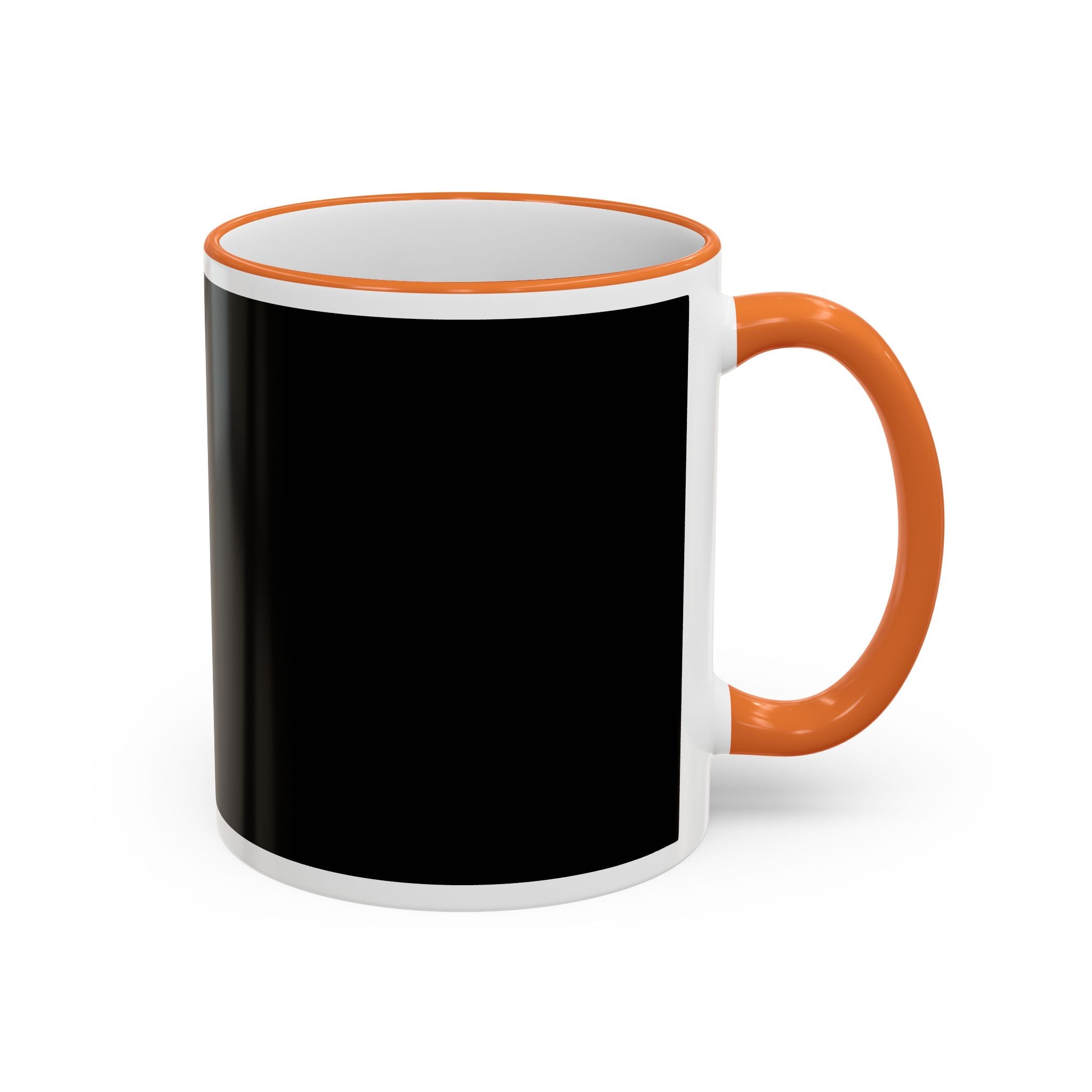 Accent Rim & Handle Mug Black Minimalist Coffee Cup with Blue Rim & Handle