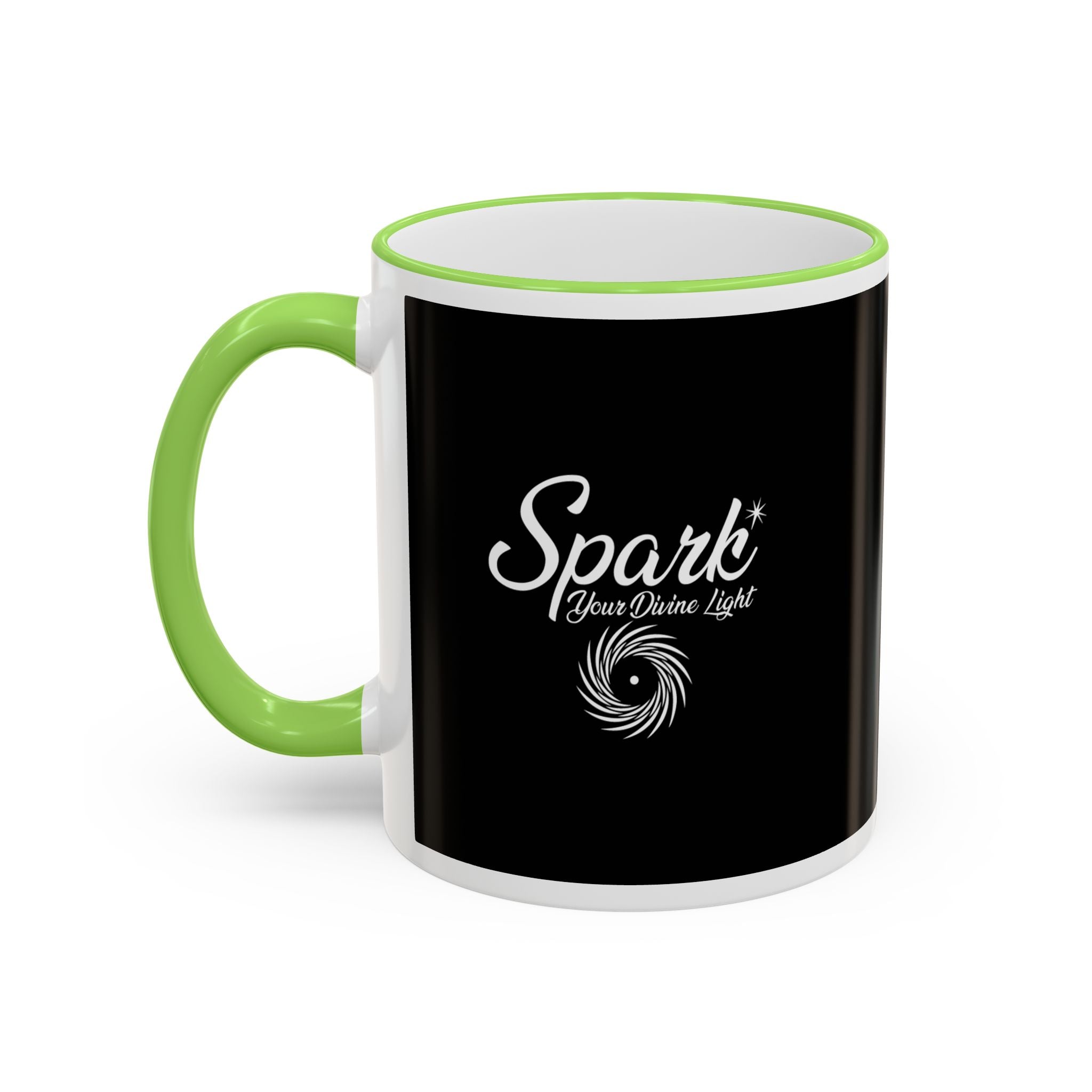 Accent Rim & Handle Mug Black Minimalist Coffee Cup with Blue Rim & Handle