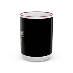Accent Rim & Handle Mug Black Minimalist Coffee Cup with Blue Rim & Handle