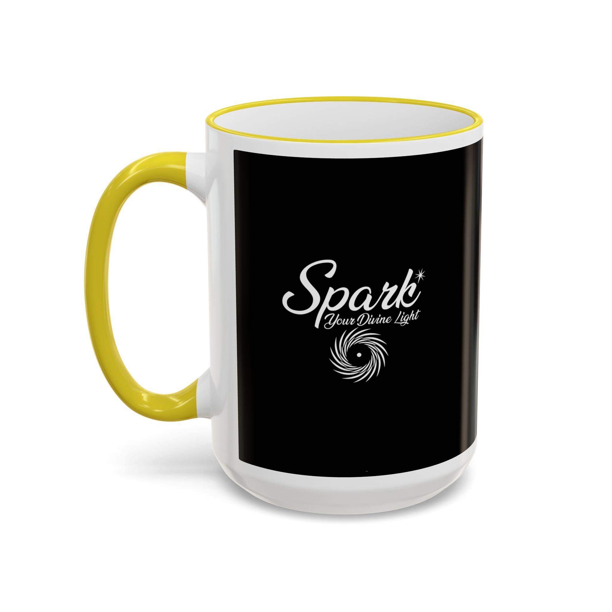Accent Rim & Handle Mug Black Minimalist Coffee Cup with Blue Rim & Handle