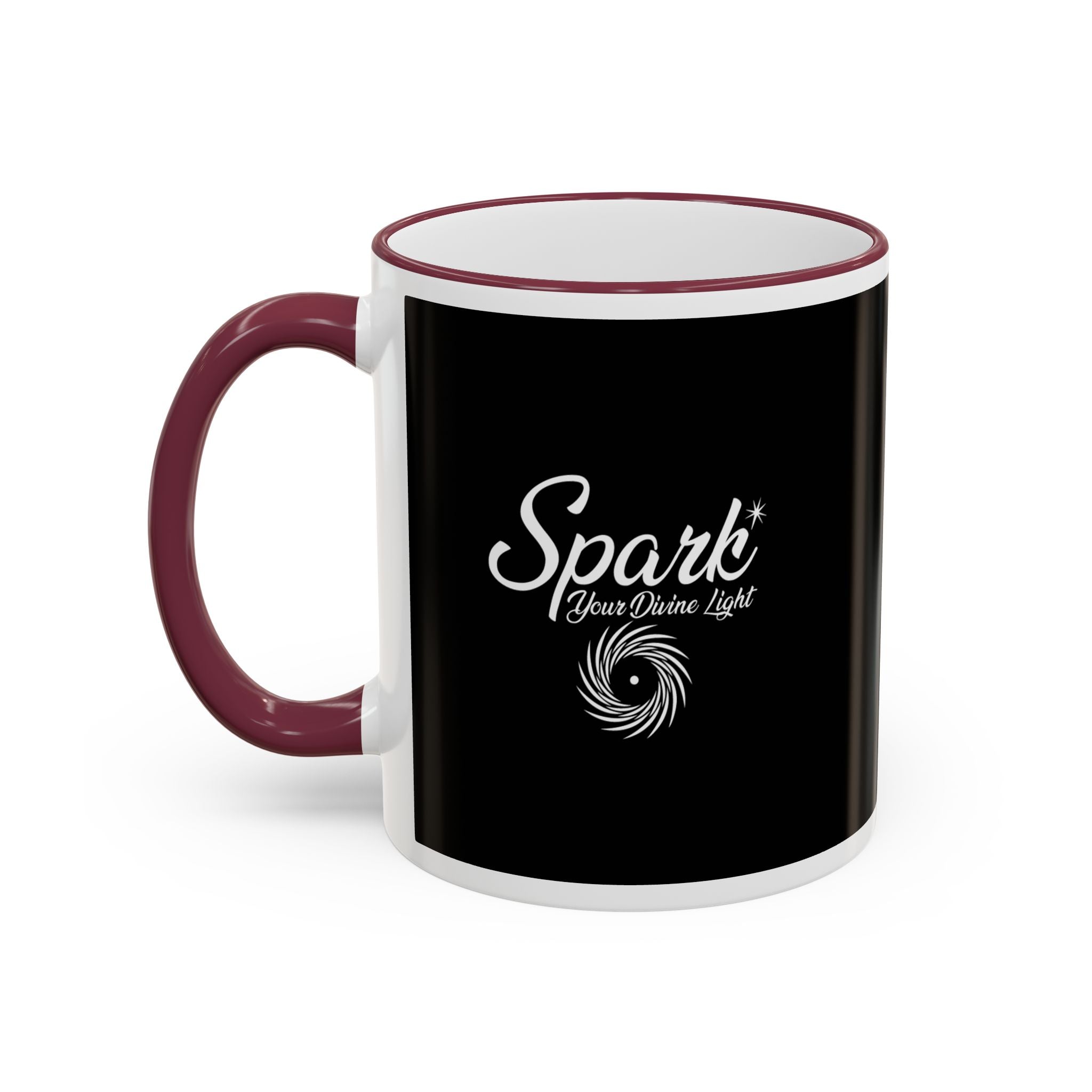 Accent Rim & Handle Mug Black Minimalist Coffee Cup with Blue Rim & Handle