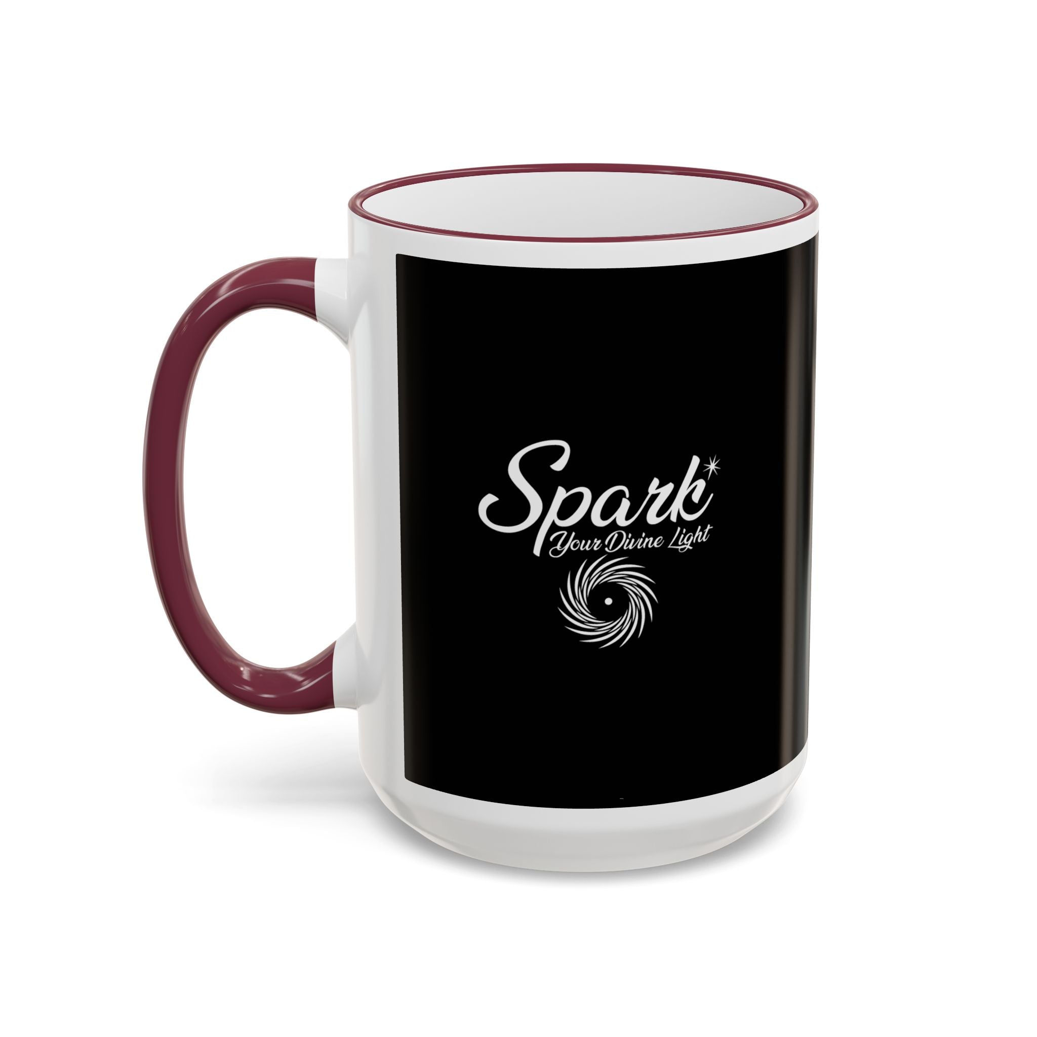 Accent Rim & Handle Mug Black Minimalist Coffee Cup with Blue Rim & Handle