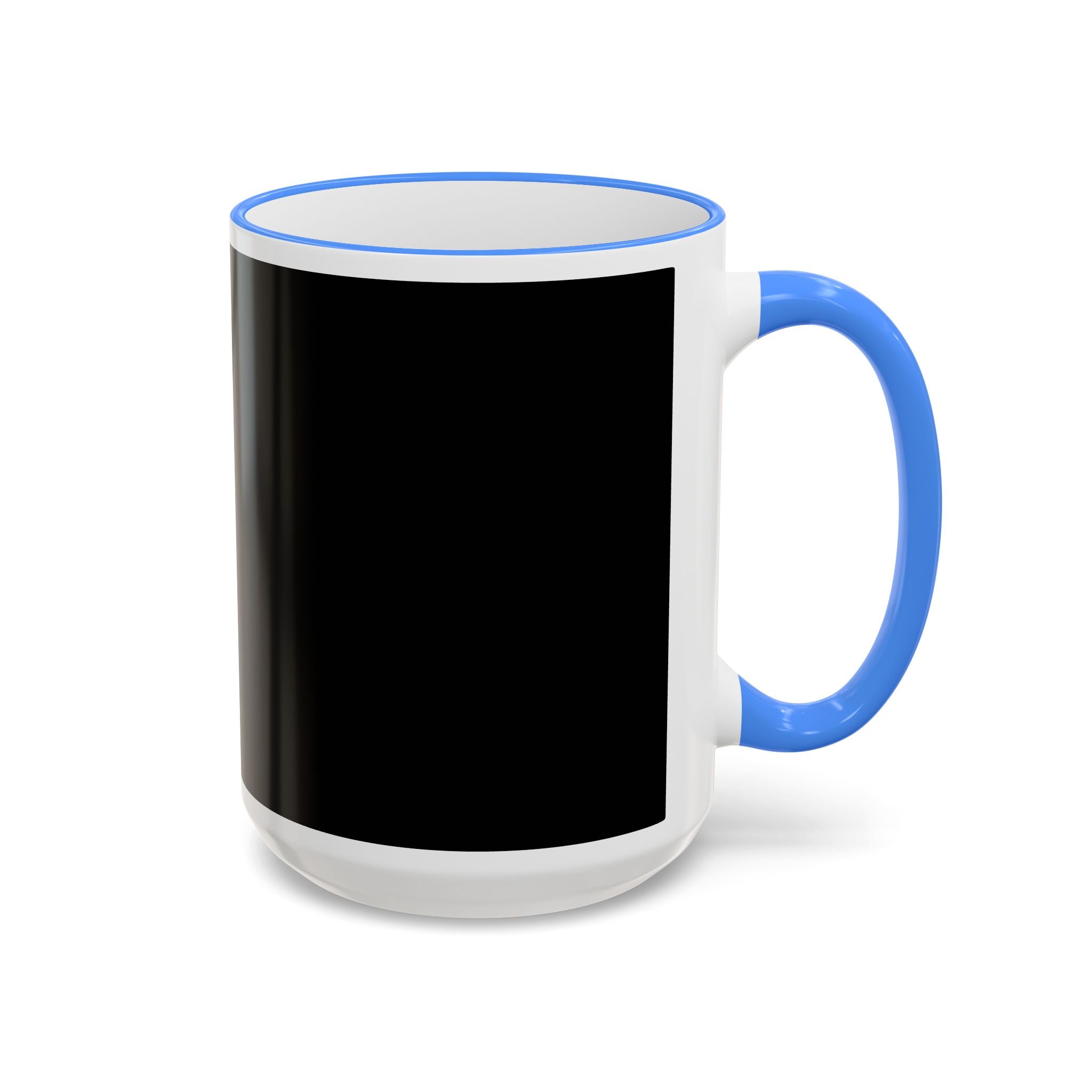 Accent Rim & Handle Mug Black Minimalist Coffee Cup with Blue Rim & Handle