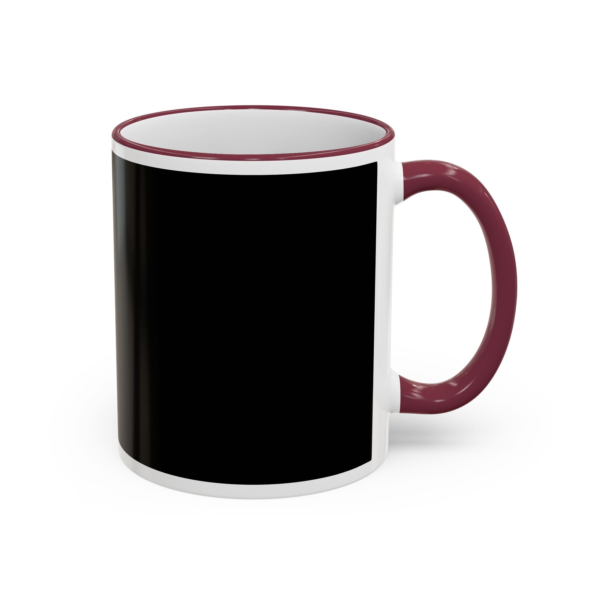 Accent Rim & Handle Mug Black Minimalist Coffee Cup with Blue Rim & Handle