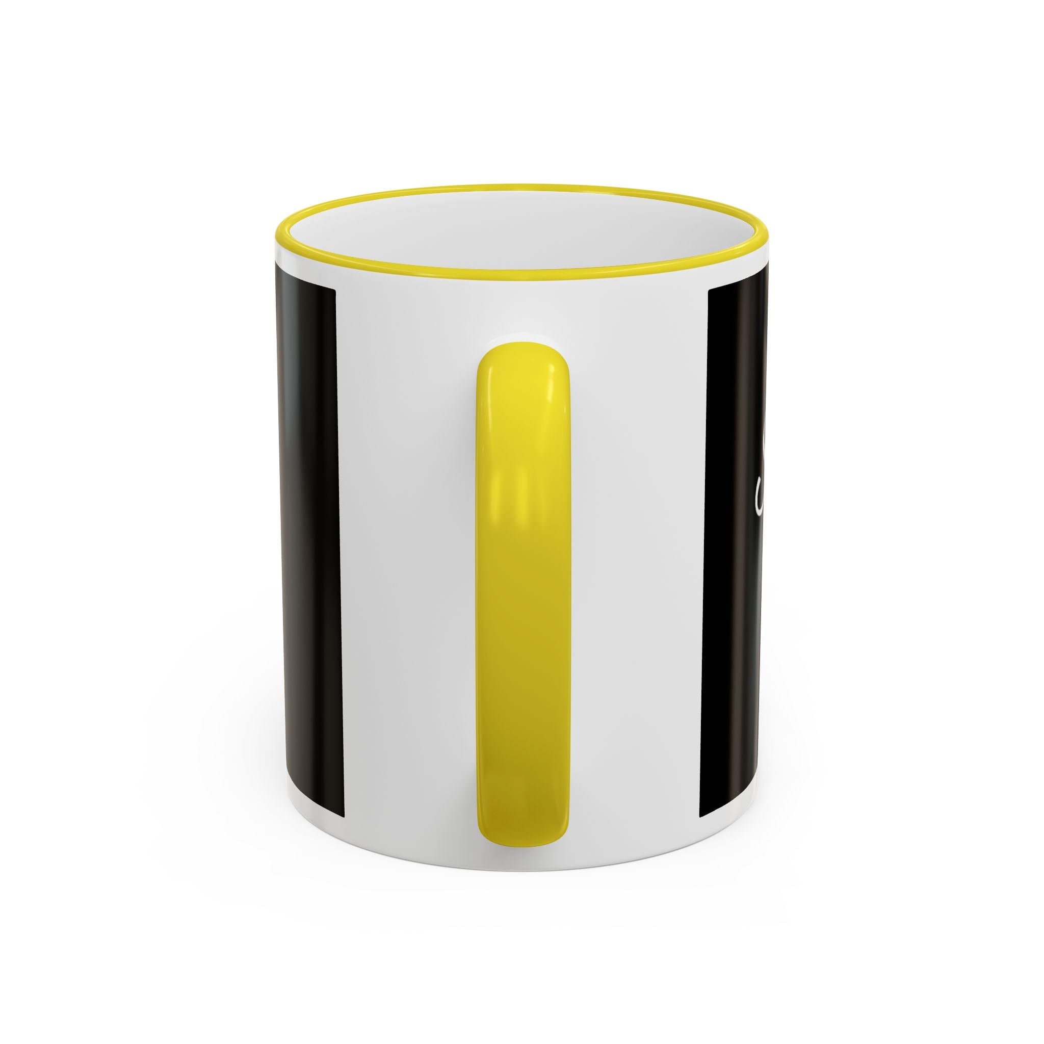 Accent Rim & Handle Mug Black Minimalist Coffee Cup with Blue Rim & Handle
