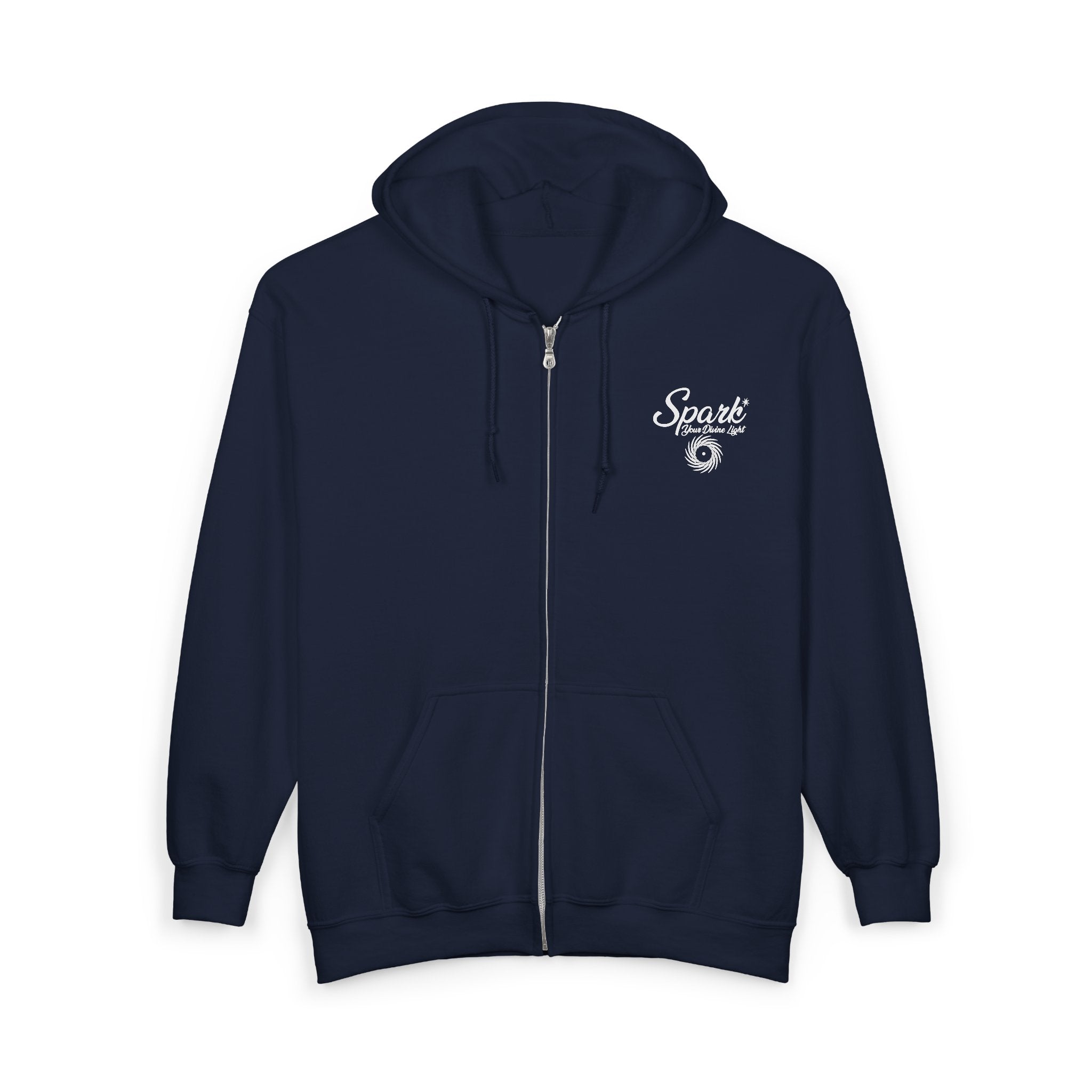 Spark Blue Ocean Light Zip Hoodie — Nautical Surf Logo Full-Zip Sweatshirt