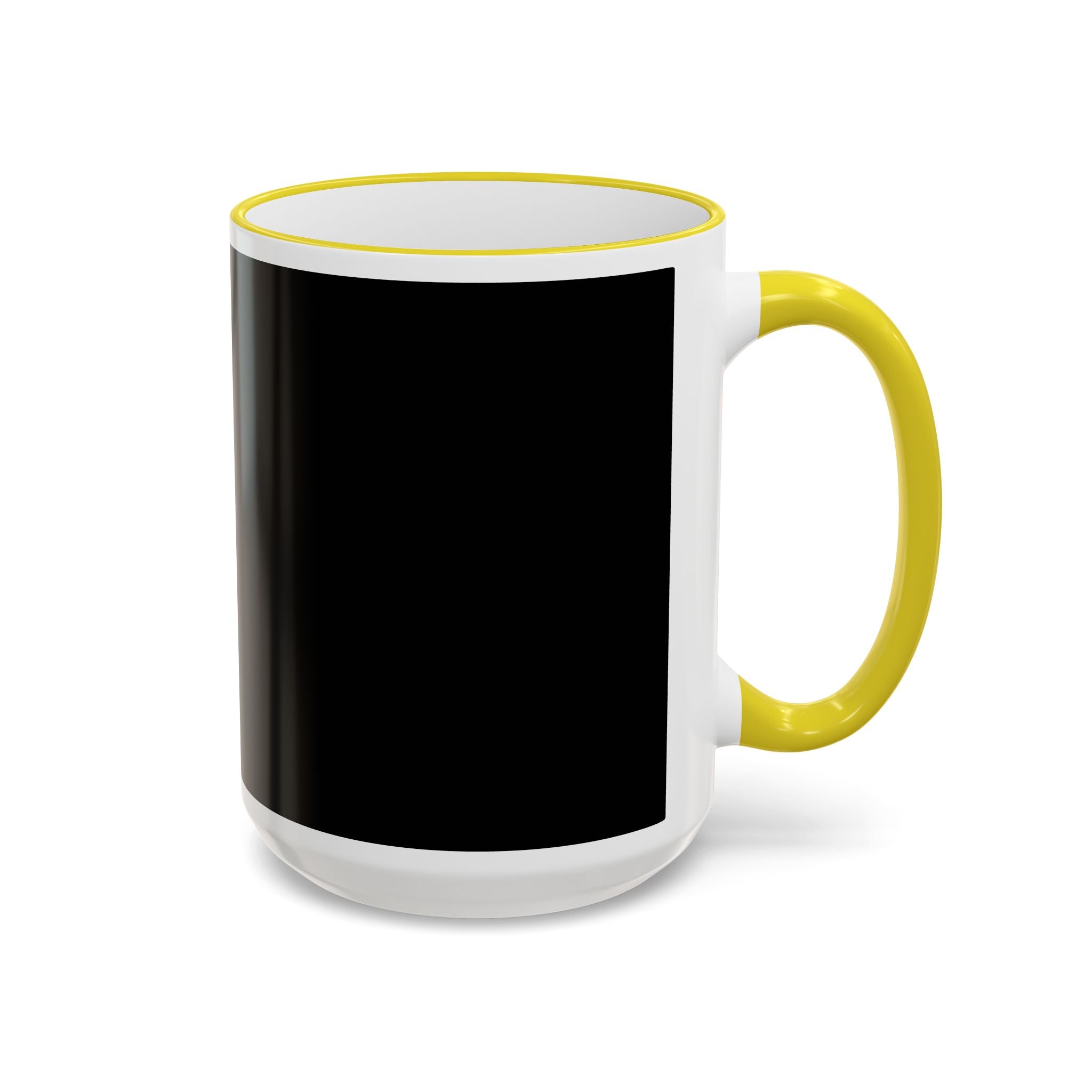 Accent Rim & Handle Mug Black Minimalist Coffee Cup with Blue Rim & Handle