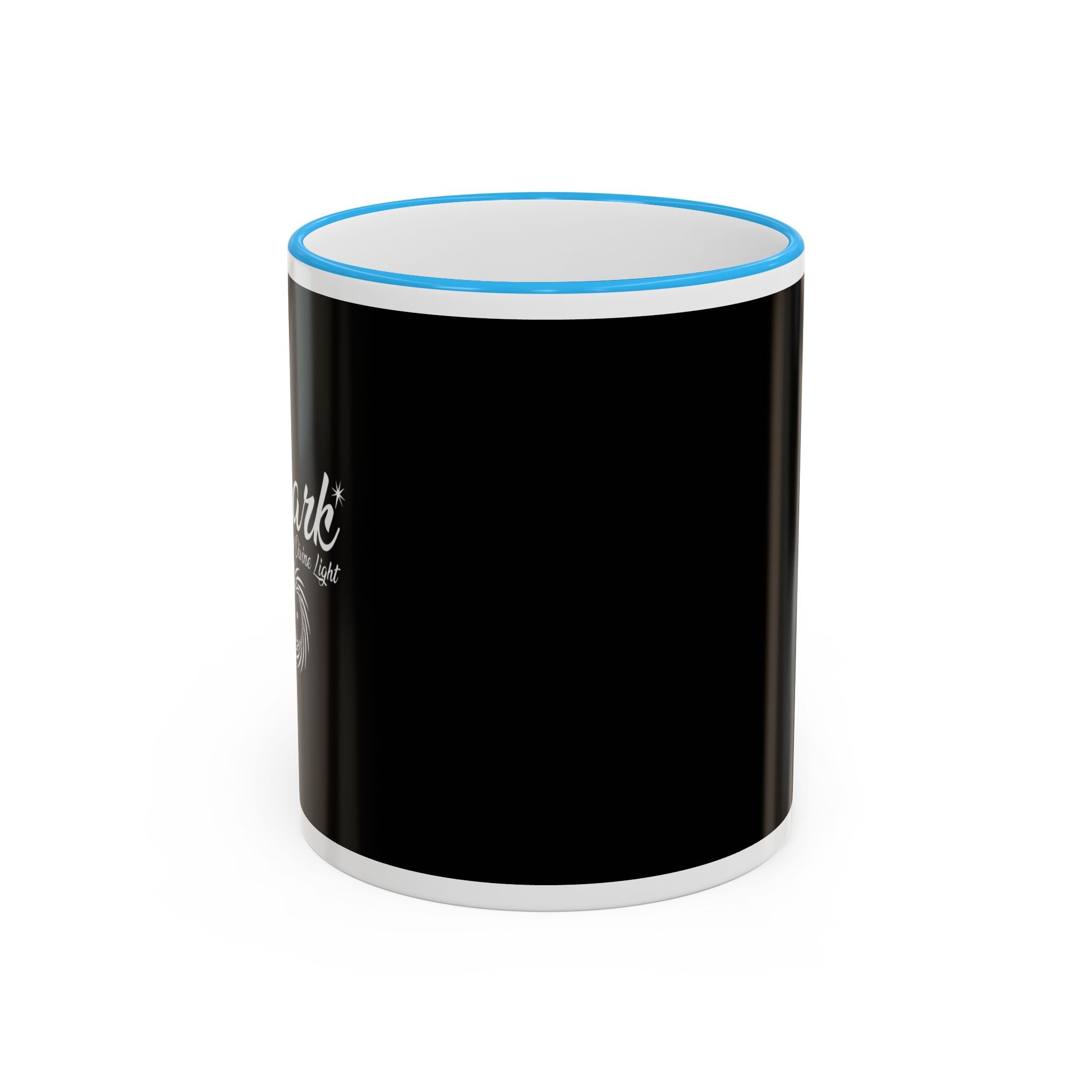 Accent Rim & Handle Mug Black Minimalist Coffee Cup with Blue Rim & Handle