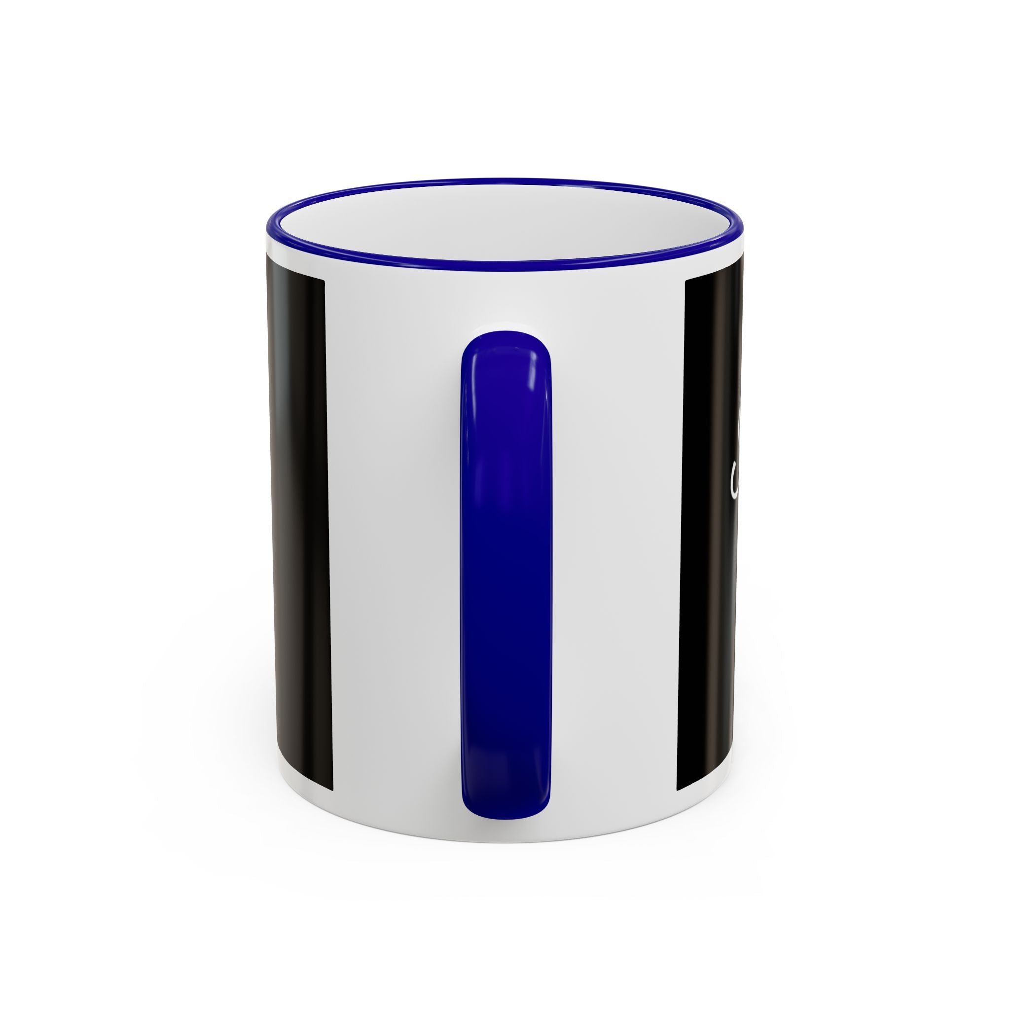 Accent Rim & Handle Mug Black Minimalist Coffee Cup with Blue Rim & Handle