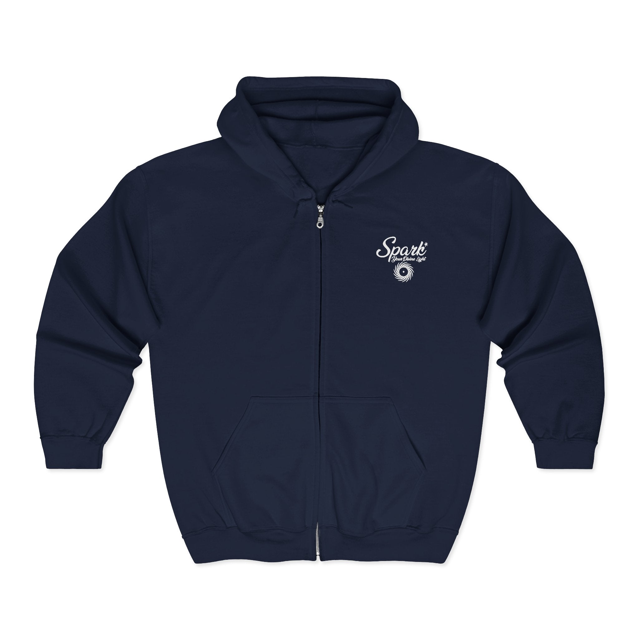 Spark Blue Ocean Light Zip Hoodie — Nautical Surf Logo Full-Zip Sweatshirt