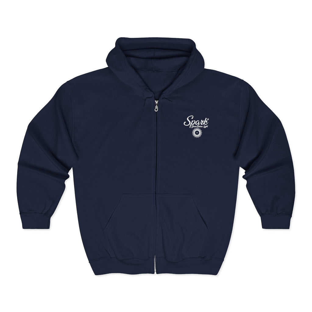 Spark Blue Ocean Light Zip Hoodie — Nautical Surf Logo Full-Zip