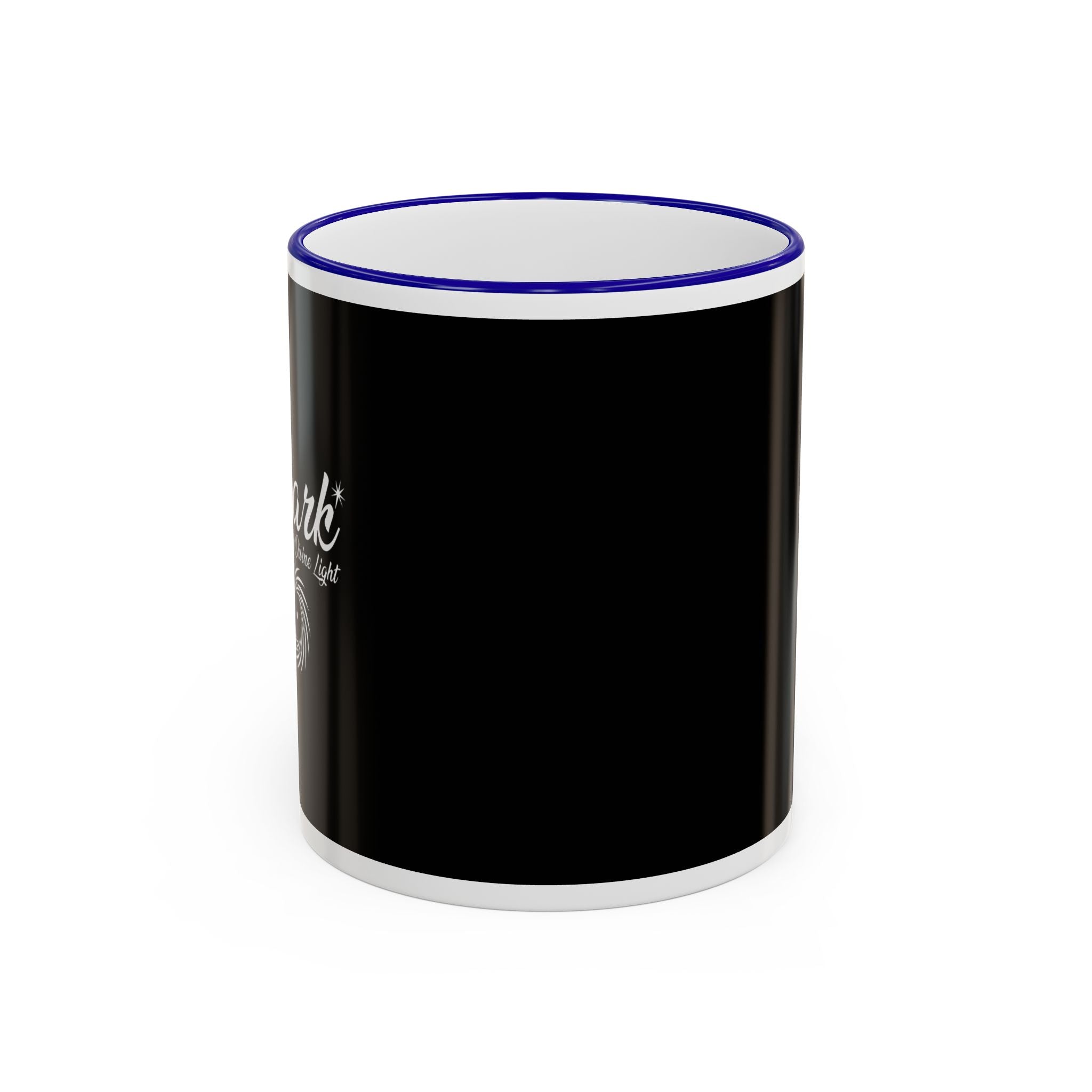 Accent Rim & Handle Mug Black Minimalist Coffee Cup with Blue Rim & Handle