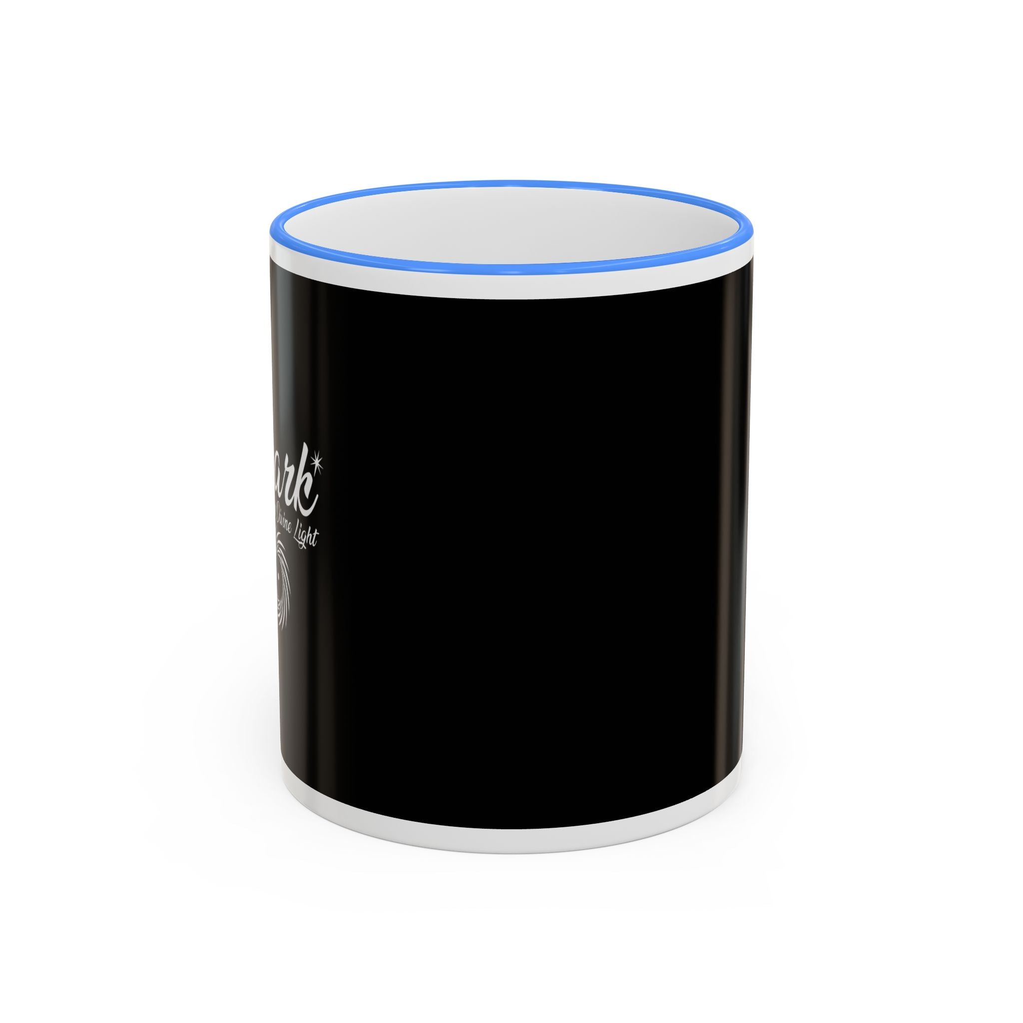 Accent Rim & Handle Mug Black Minimalist Coffee Cup with Blue Rim & Handle