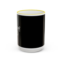 Accent Rim & Handle Mug Black Minimalist Coffee Cup with Blue Rim & Handle