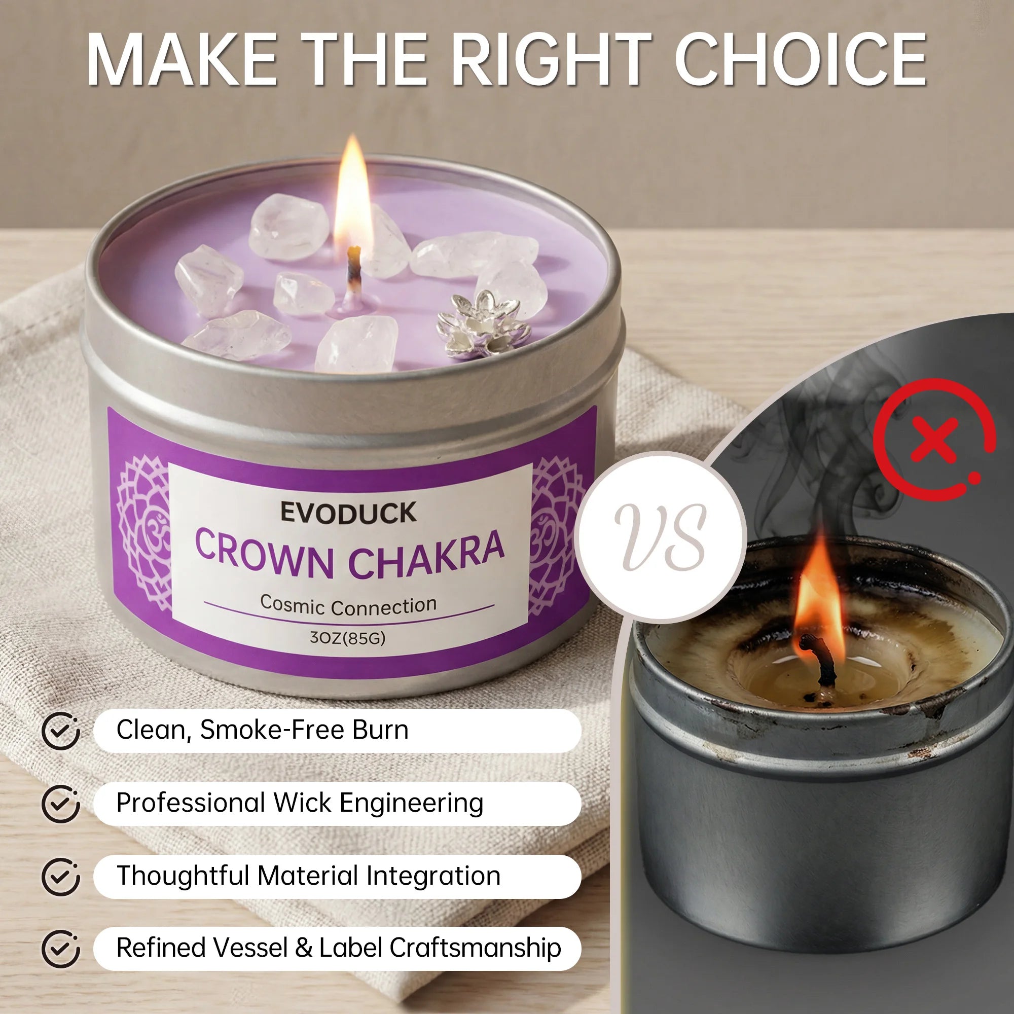 Crown Chakra Scented Candles Sandalwood scent- with Gift Box Spiritual Gifts for Women,Men,Valentines Day Birthday&Anniversary