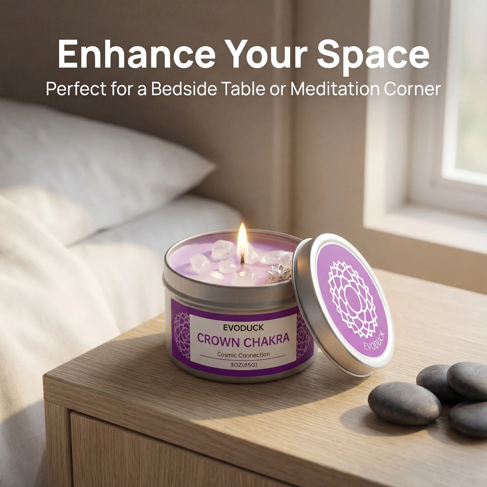 Crown Chakra Scented Candles Sandalwood scent- with Gift Box Spiritual Gifts for Women,Men,Valentines Day Birthday&Anniversary