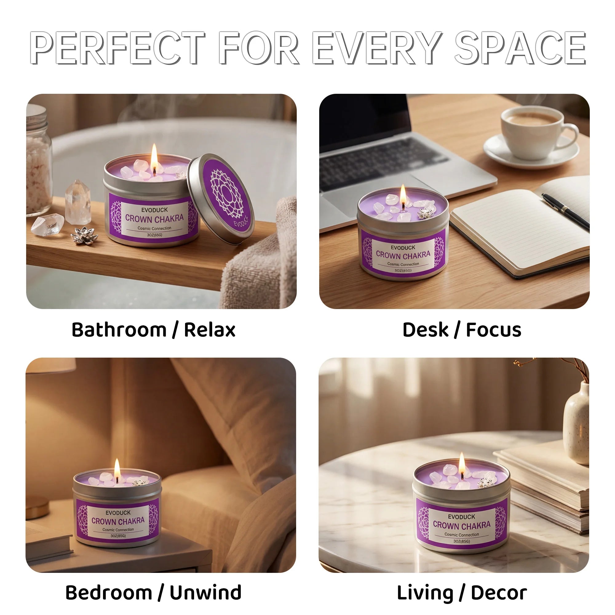 Crown Chakra Scented Candles Sandalwood scent- with Gift Box Spiritual Gifts for Women,Men,Valentines Day Birthday&Anniversary