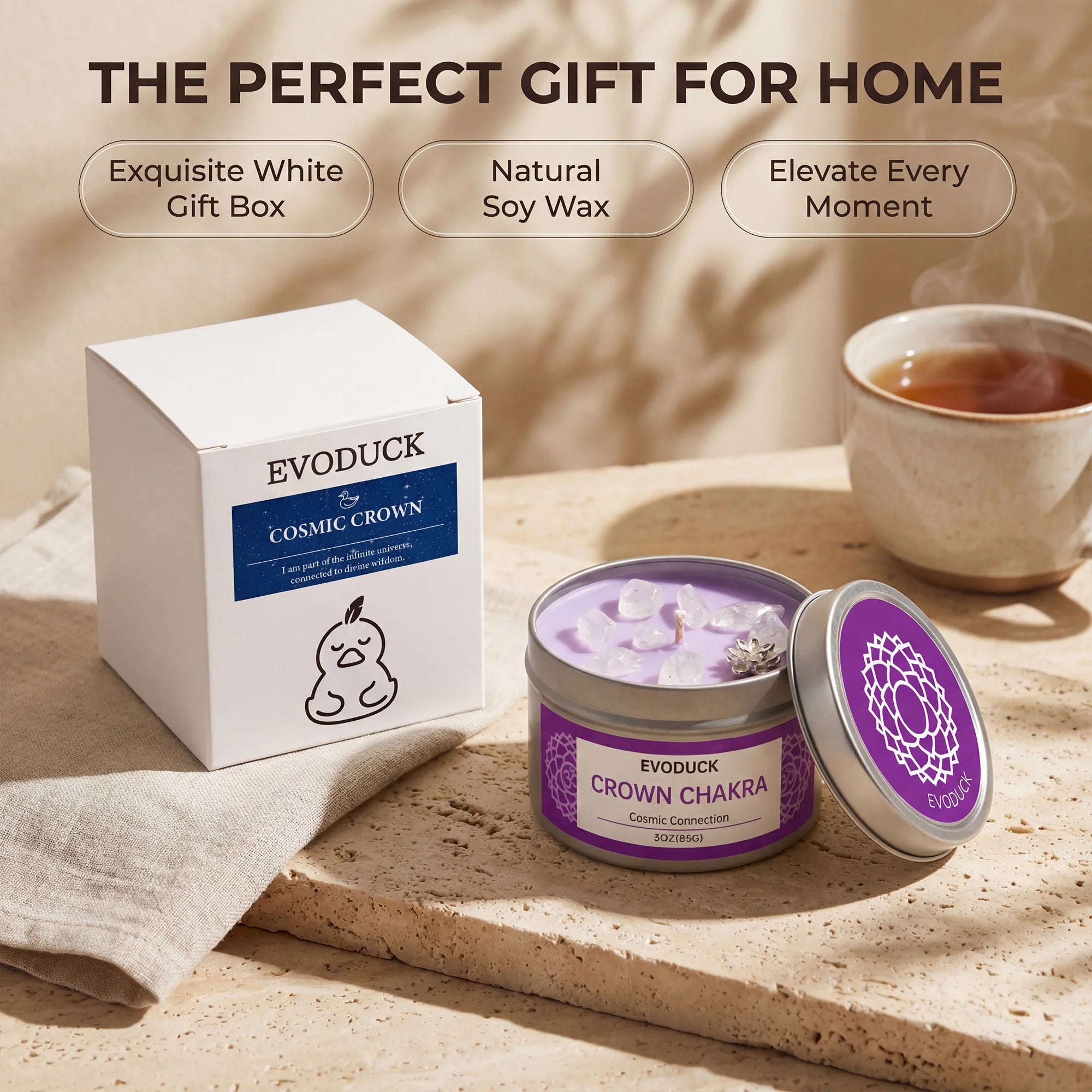 Crown Chakra Scented Candles Sandalwood scent- with Gift Box Spiritual Gifts for Women,Men,Valentines Day Birthday&Anniversary