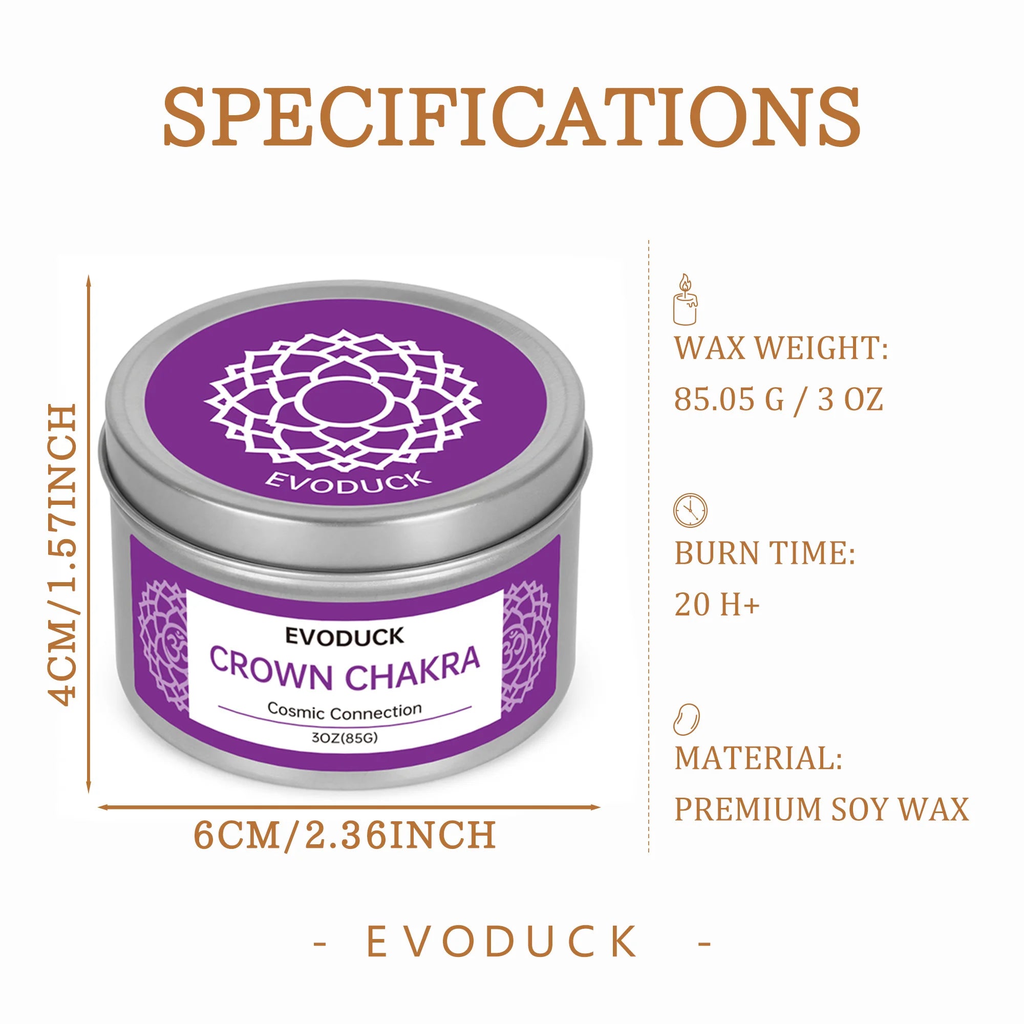 Crown Chakra Scented Candles Sandalwood scent- with Gift Box Spiritual Gifts for Women,Men,Valentines Day Birthday&Anniversary