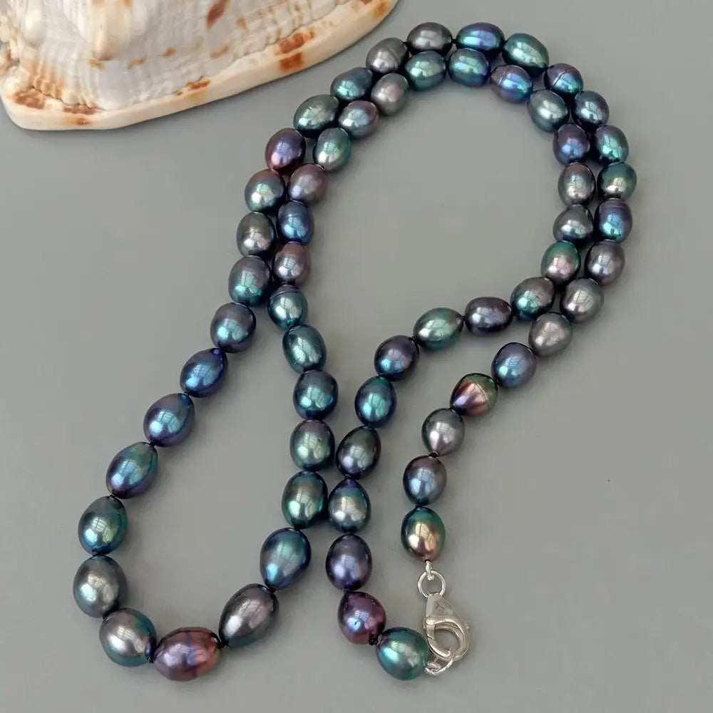 Y·YING  Freshwater Black Pearl Long Necklace 32.5"