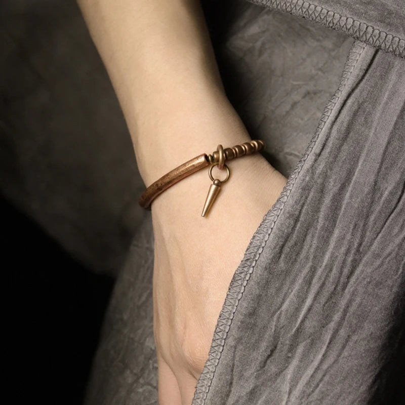 Whole Viking Hammered Pure Copper Bracelet Retro Processed Oxidized Street Rock Style Metal Vajar Unisex Men Women Gift Jewelry