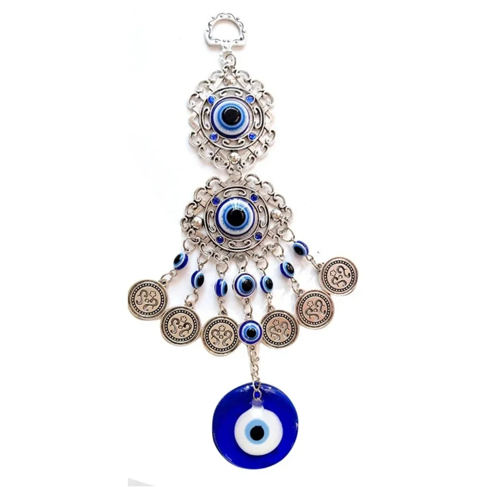 Turkish Blue Evil Eye Wall Hanging Pendant Amulet Lucky Charm Blessing Protection Gift Hamsa Hand Flower for Home Decoration
