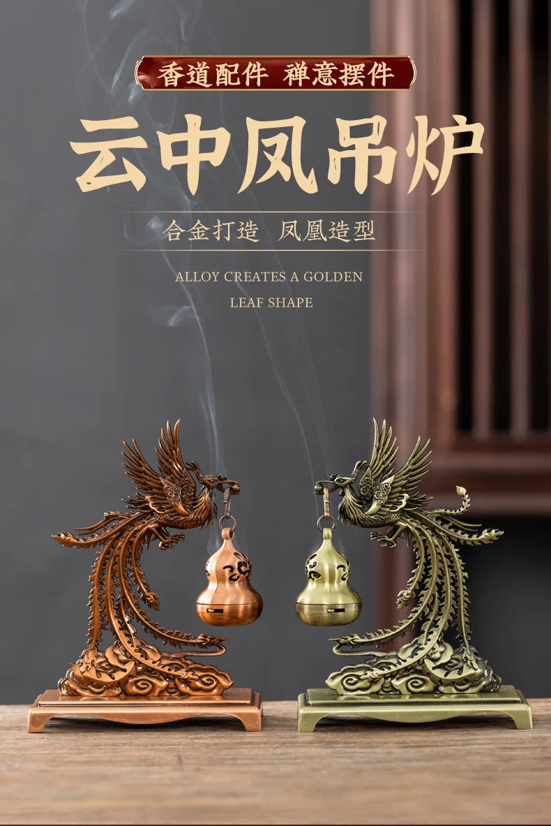 Creative Mini Alloy Phoenix Hanging Incense Burner Incense Holder Yoga Room Indoor Aroma Burners Home Fragrance Decor