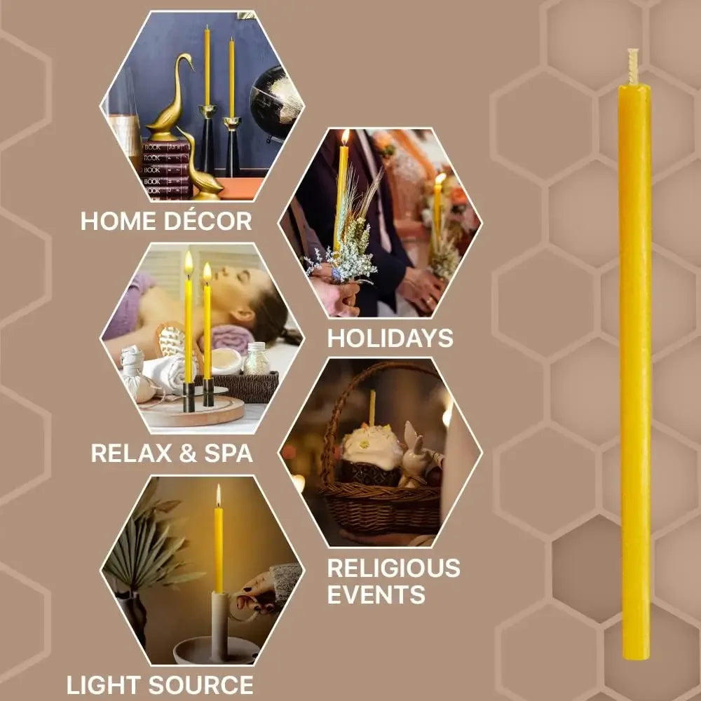 50-300Pcs Natural Beeswax Candles Decorative Hanukkah Candles Beeswax Birthday Candles for Church Prayer Cake Christmas 6.29in