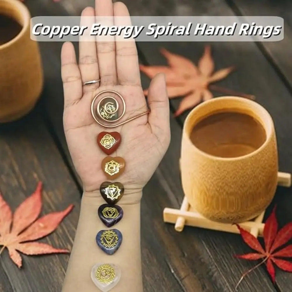 Adjustable Copper Palm Ring Handmade Jewelry Accessories Spiral Palm Ring Portable Copper Cuff for Meditation & Energy Healing