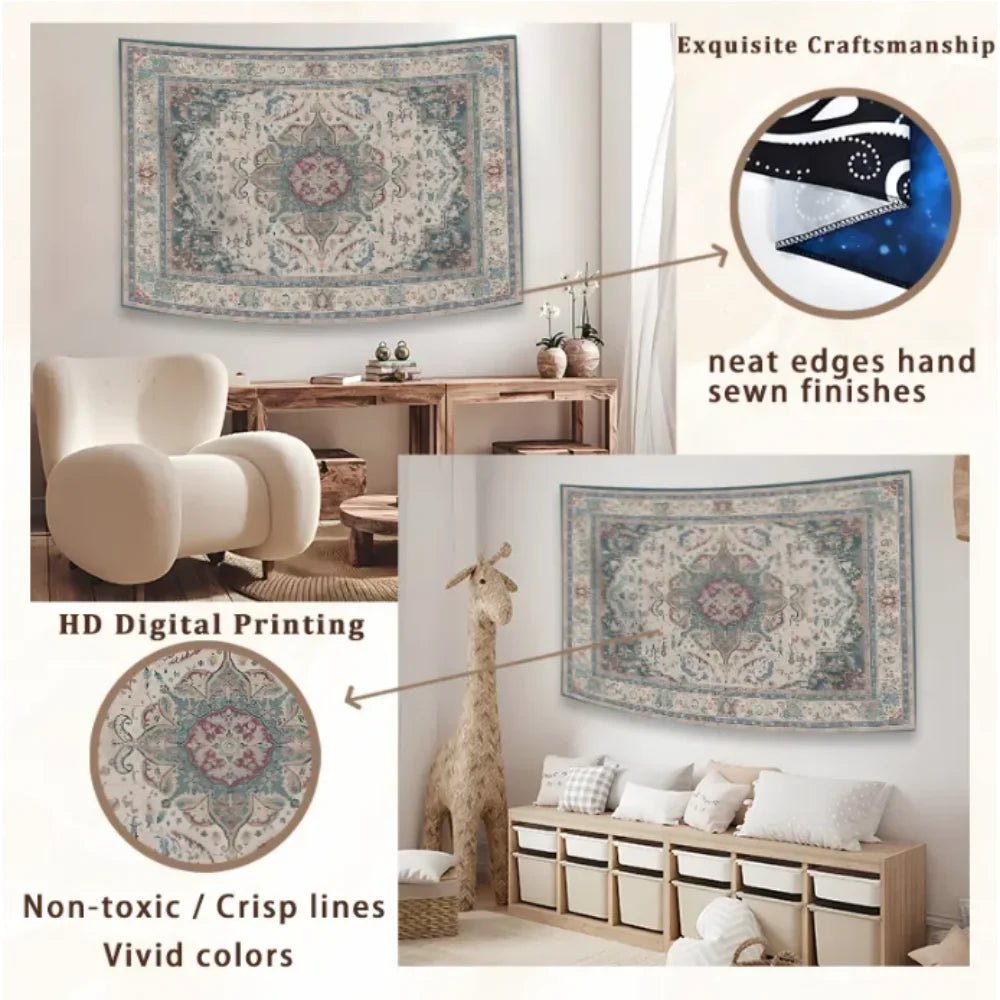 VIKAMA Spiritual Chakra Forest Tapestry Meditation Tree Bohemian Style Living Room Feature Wall Decor Room Accent